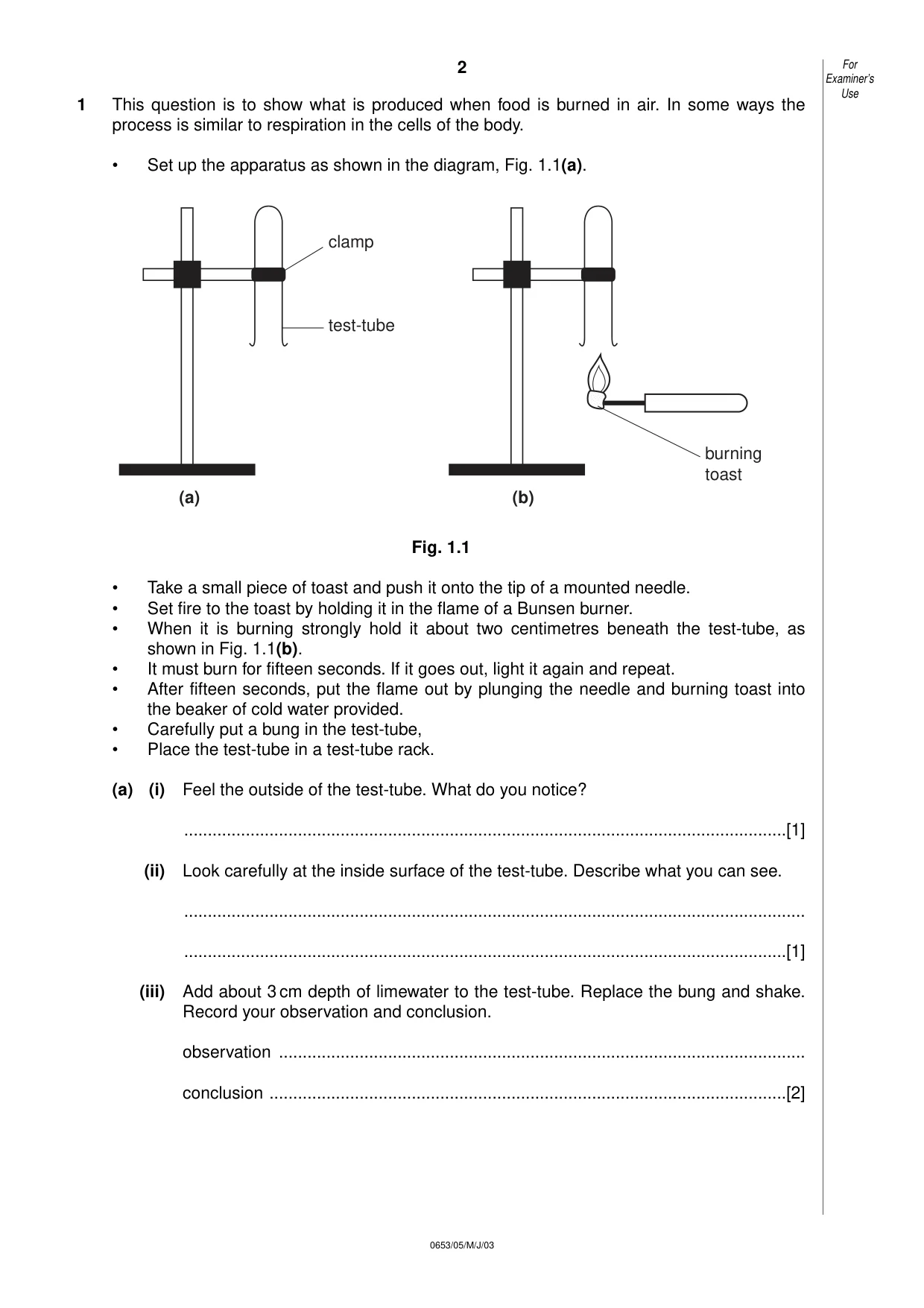 Cambridge IGCSE Science - Combined 0653 2003 May/June Paper 5 · Variant 1 question paper, page 2 of 12
