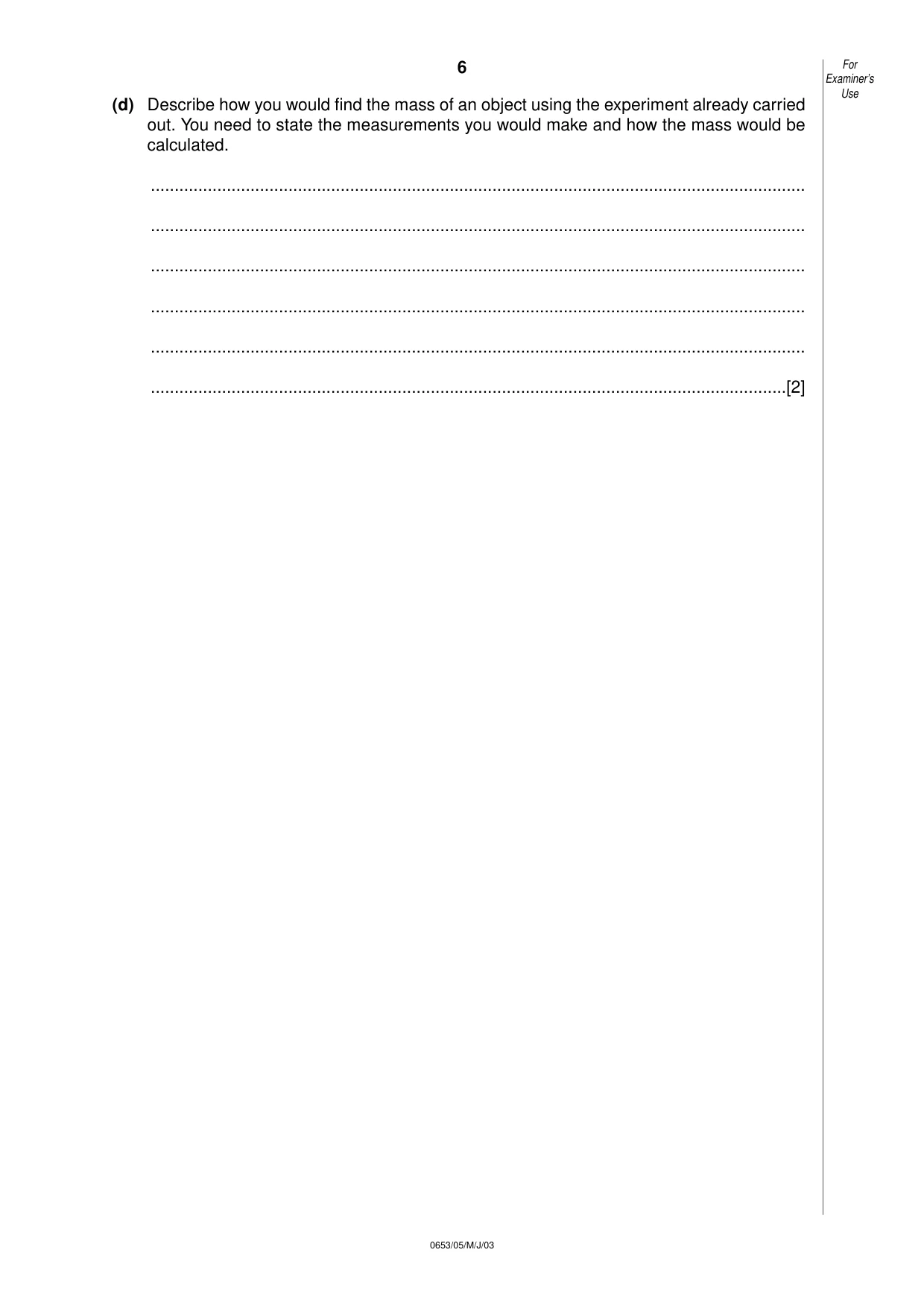 Cambridge IGCSE Science - Combined 0653 2003 May/June Paper 5 · Variant 1 question paper, page 6 of 12