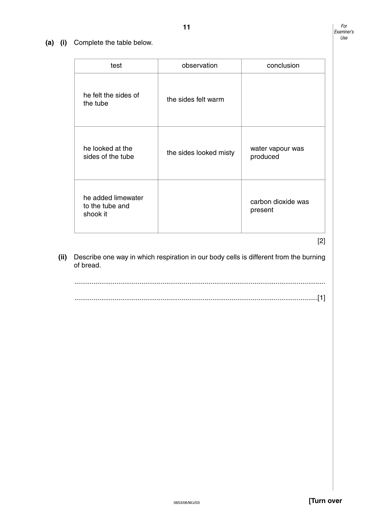 Cambridge IGCSE Science - Combined 0653 2003 May/June Paper 6 · Variant 1 question paper, page 11 of 16