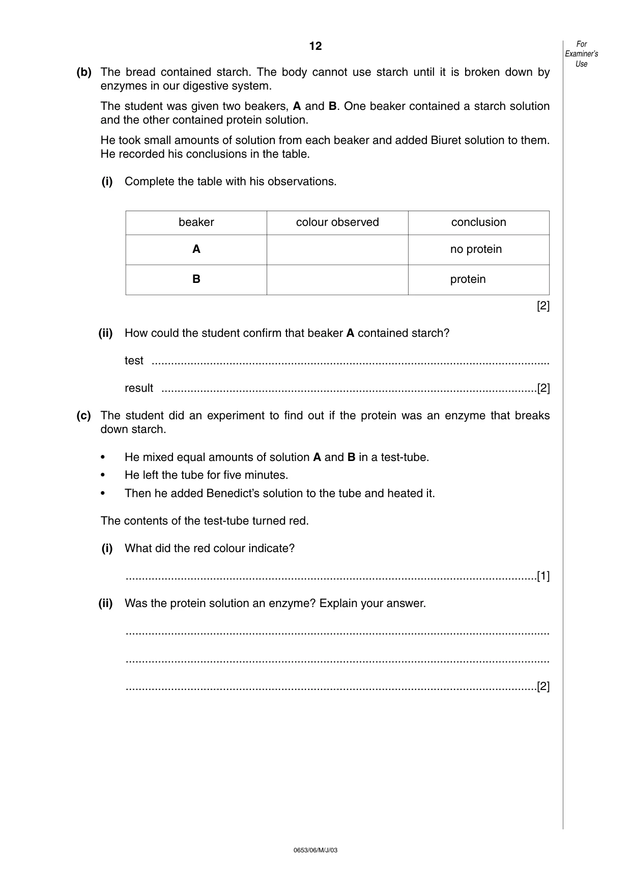 Cambridge IGCSE Science - Combined 0653 2003 May/June Paper 6 · Variant 1 question paper, page 12 of 16