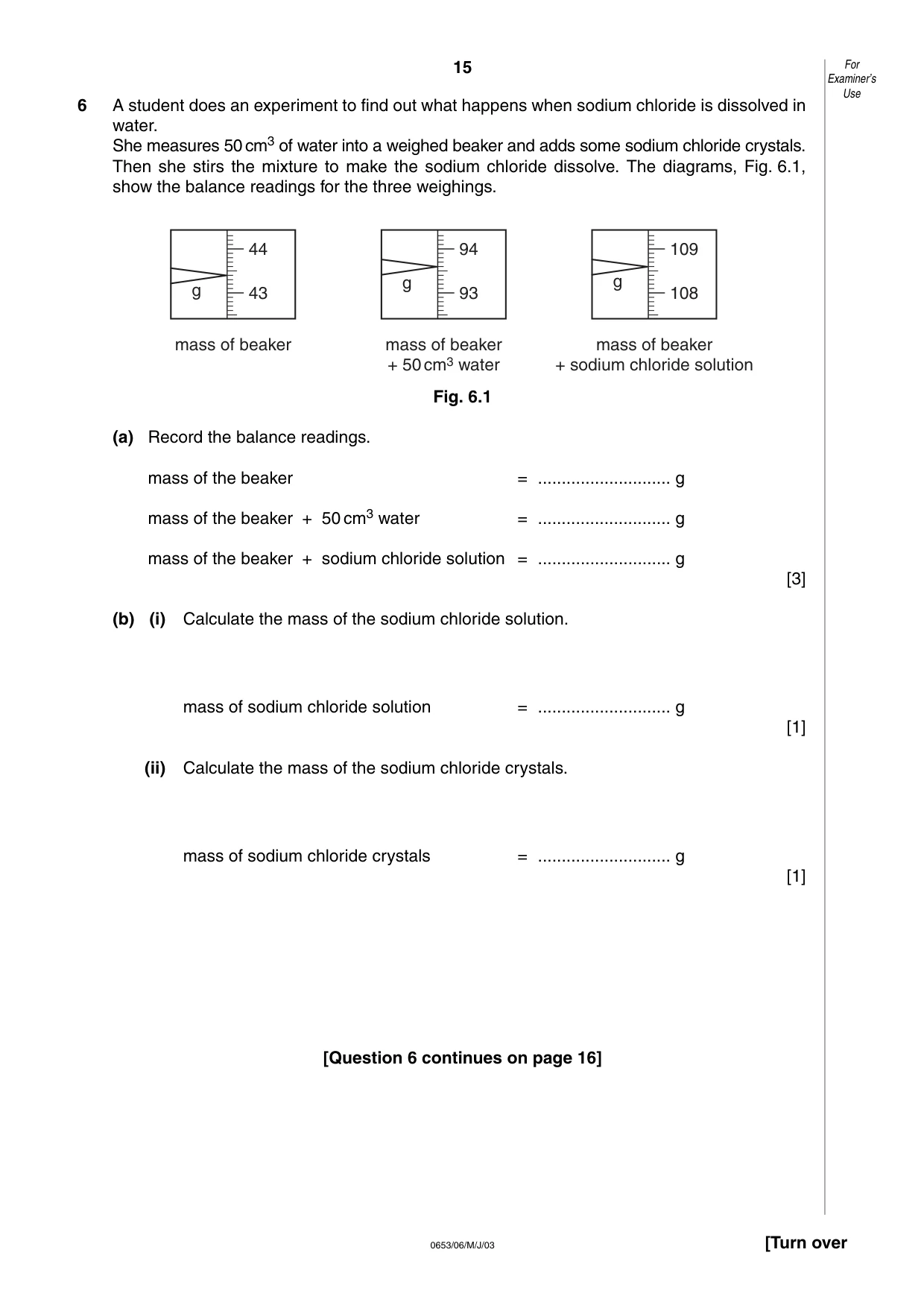 Cambridge IGCSE Science - Combined 0653 2003 May/June Paper 6 · Variant 1 question paper, page 15 of 16