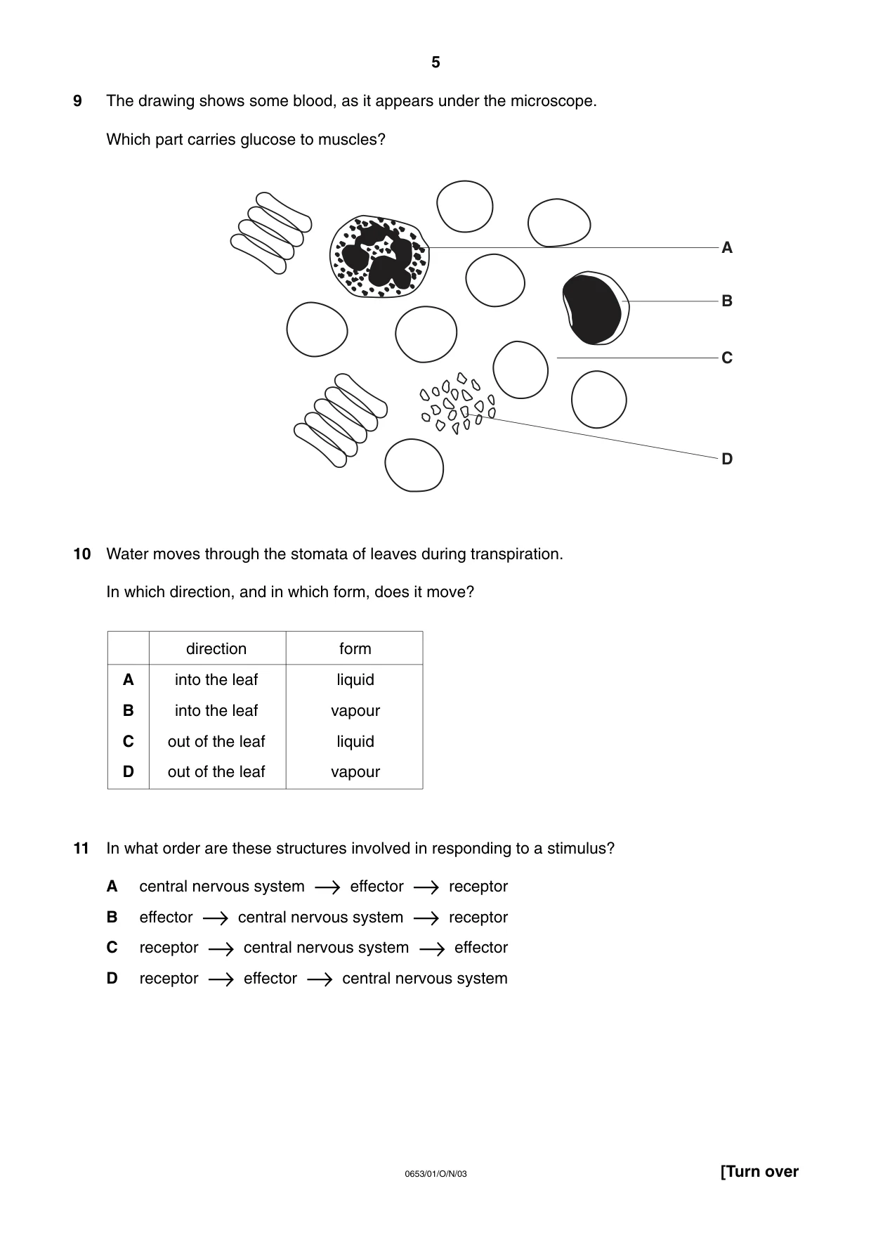 Cambridge IGCSE Science - Combined 0653 2003 Oct/Nov Paper 1 · Variant 1 question paper, page 5 of 20