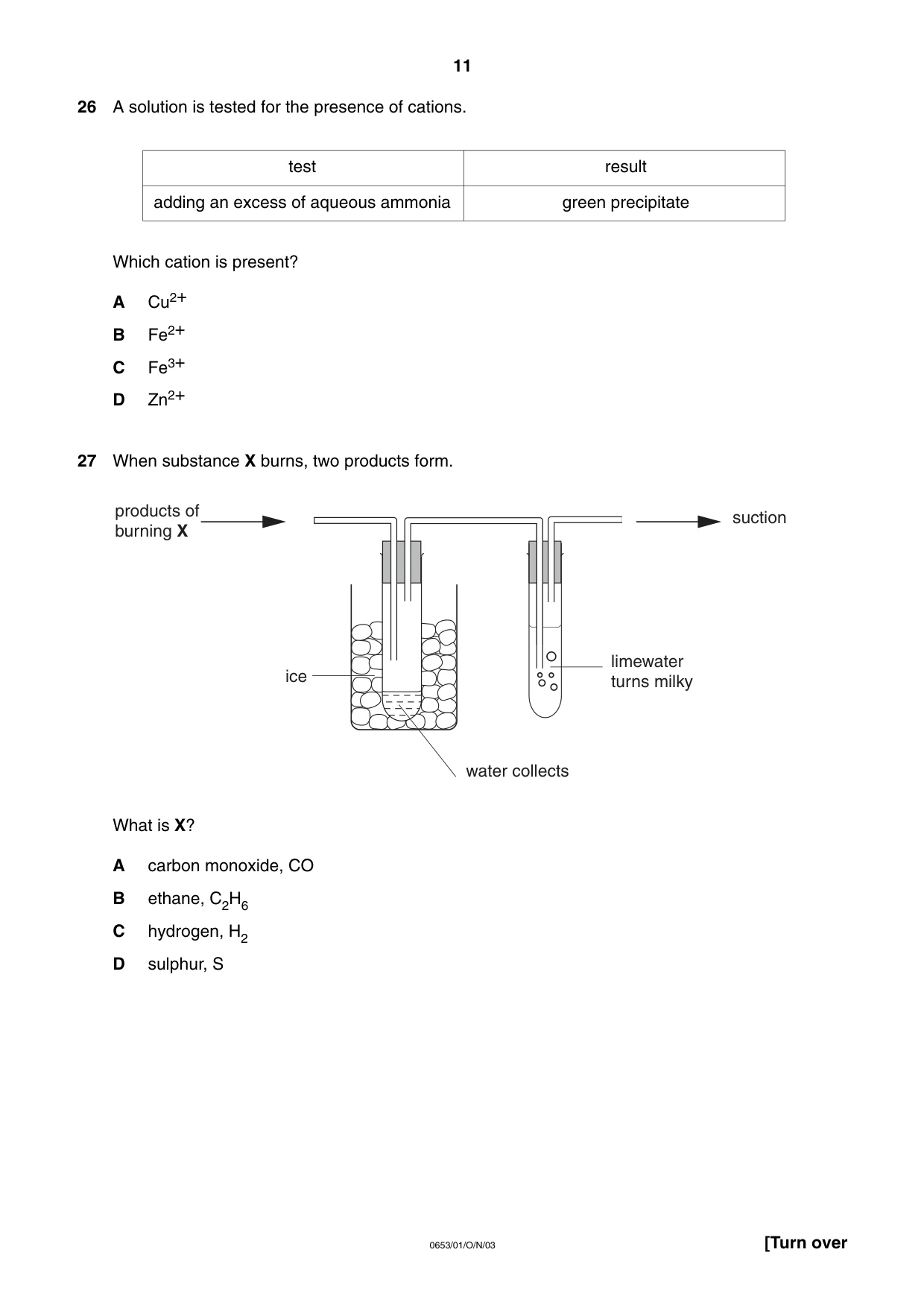 Cambridge IGCSE Science - Combined 0653 2003 Oct/Nov Paper 1 · Variant 1 question paper, page 11 of 20