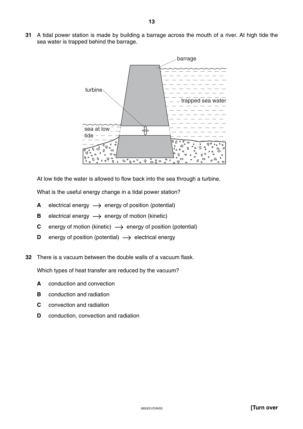 Cambridge IGCSE Science - Combined 0653 2003 Oct/Nov Paper 1 · Variant 1 question paper, page 13 of 20