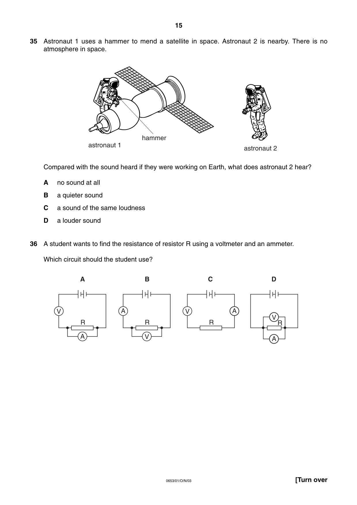 Cambridge IGCSE Science - Combined 0653 2003 Oct/Nov Paper 1 · Variant 1 question paper, page 15 of 20