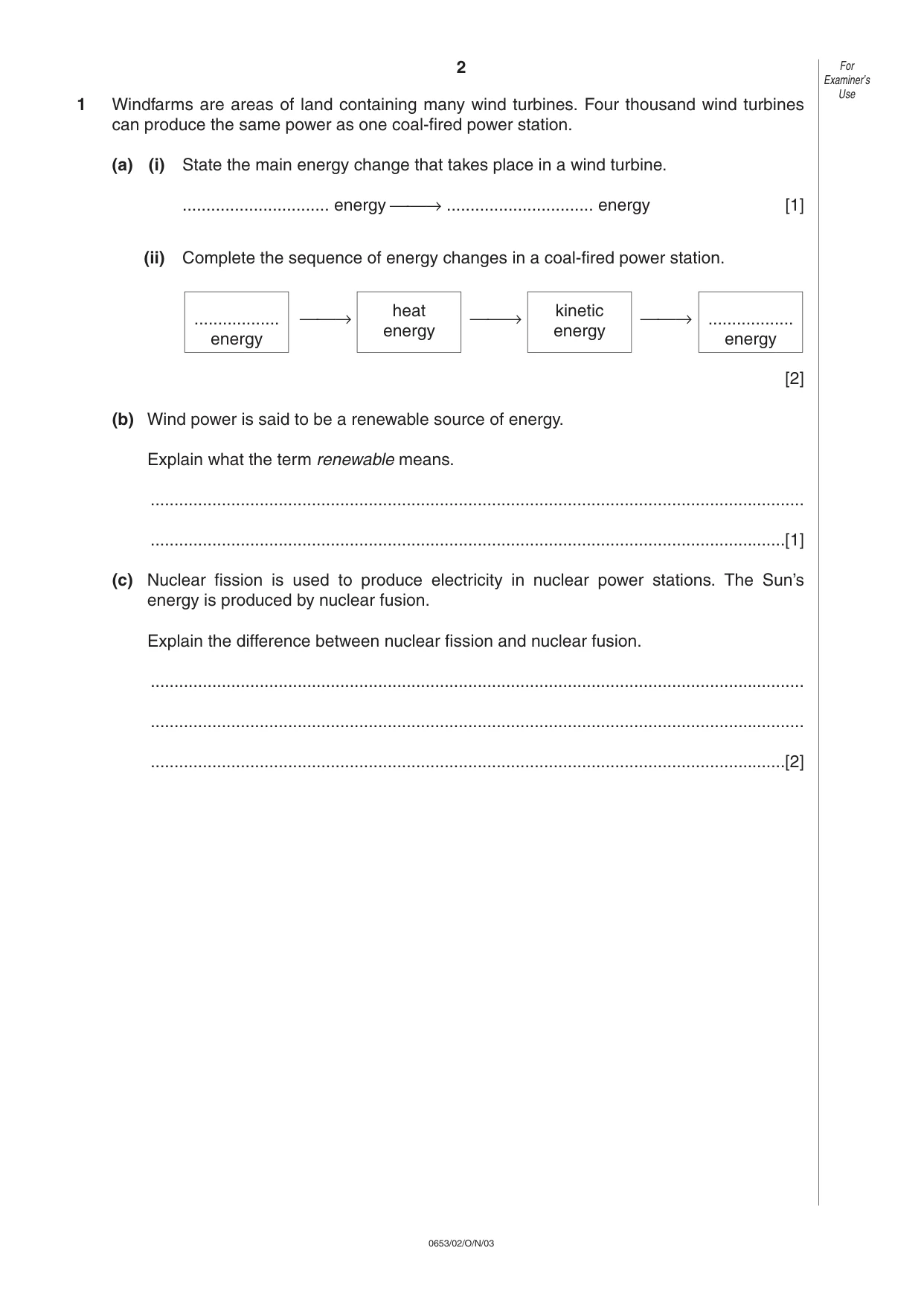 Cambridge IGCSE Science - Combined 0653 2003 Oct/Nov Paper 2 · Variant 1 question paper, page 2 of 16