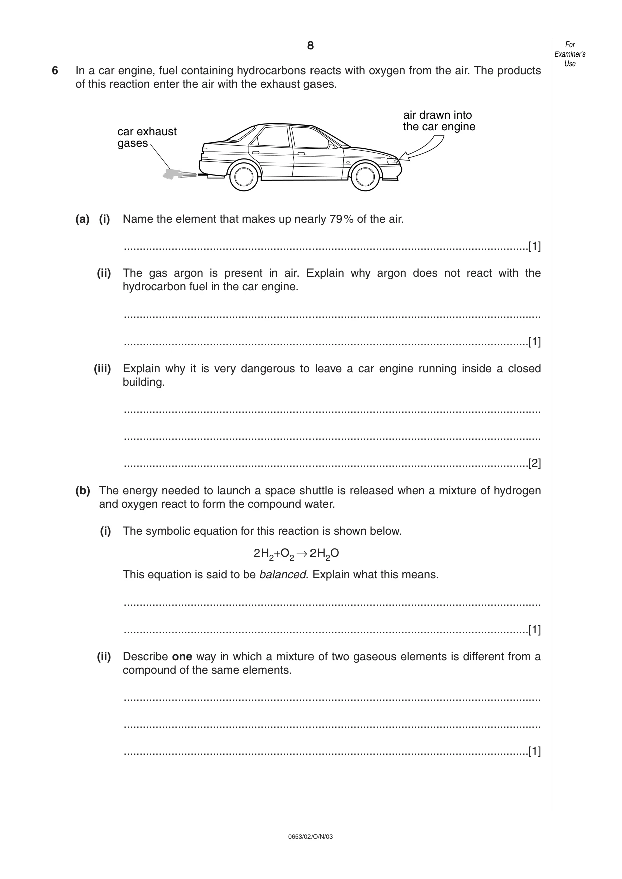 Cambridge IGCSE Science - Combined 0653 2003 Oct/Nov Paper 2 · Variant 1 question paper, page 8 of 16