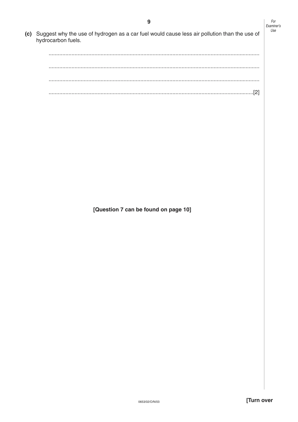 Cambridge IGCSE Science - Combined 0653 2003 Oct/Nov Paper 2 · Variant 1 question paper, page 9 of 16