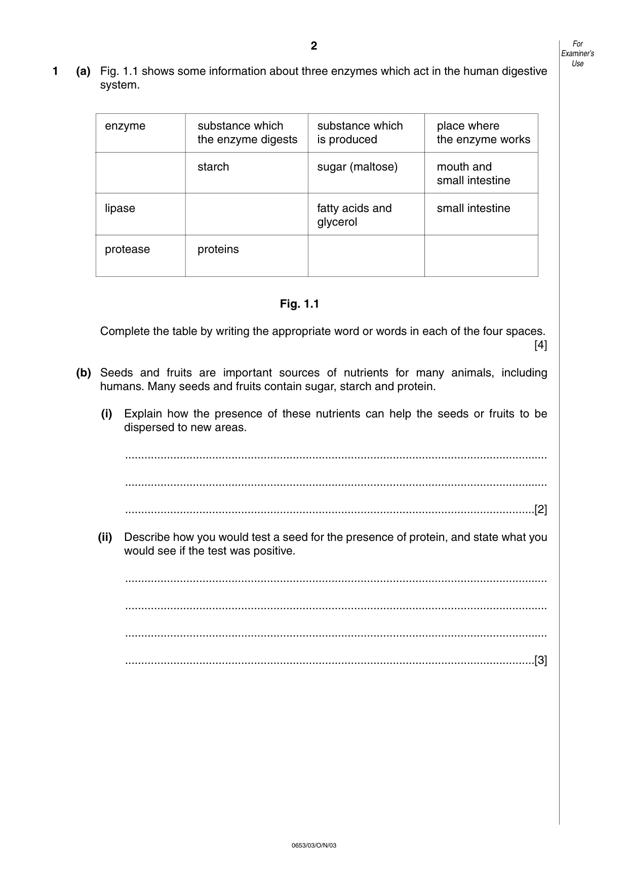 Cambridge IGCSE Science - Combined 0653 2003 Oct/Nov Paper 3 · Variant 1 question paper, page 2 of 16