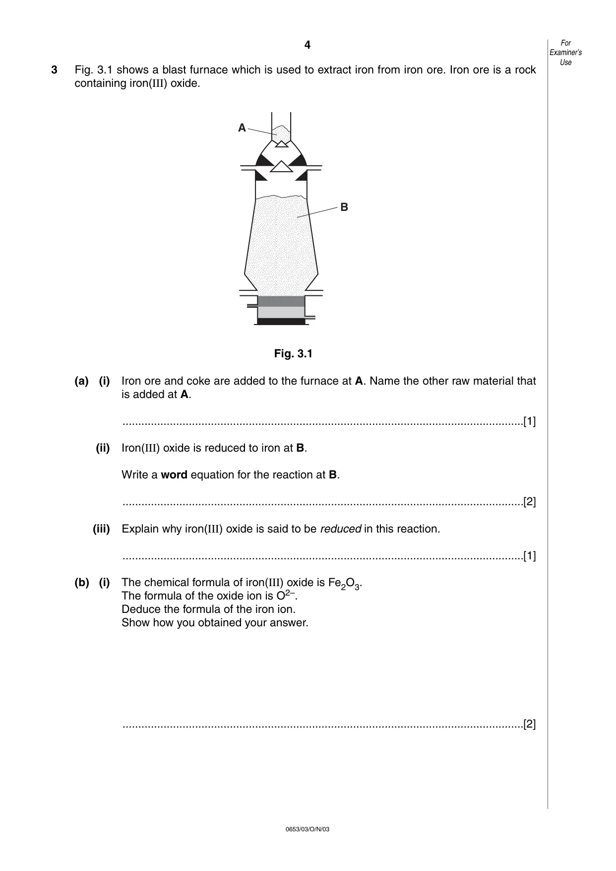 Cambridge IGCSE Science - Combined 0653 2003 Oct/Nov Paper 3 · Variant 1 question paper, page 4 of 16