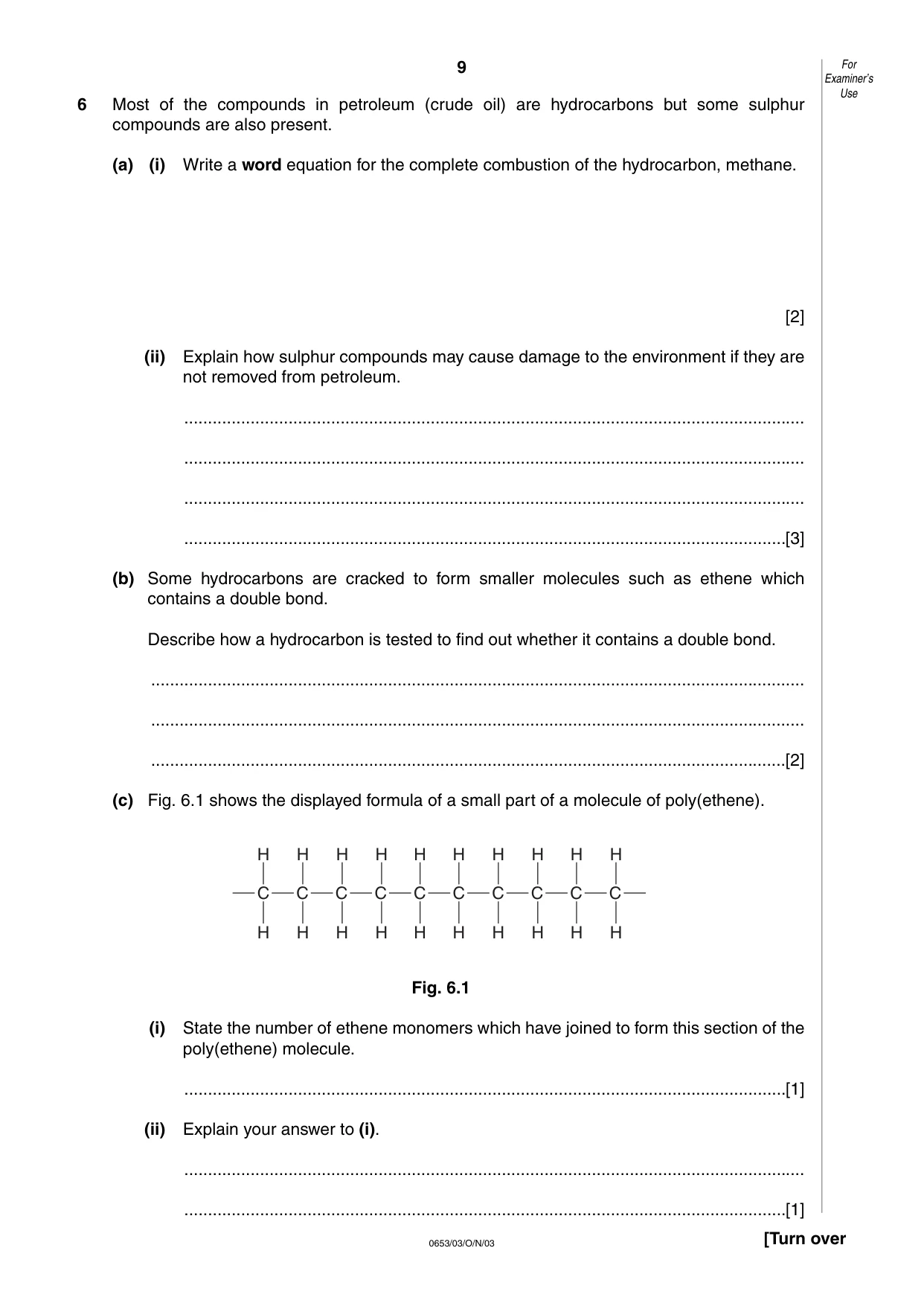 Cambridge IGCSE Science - Combined 0653 2003 Oct/Nov Paper 3 · Variant 1 question paper, page 9 of 16