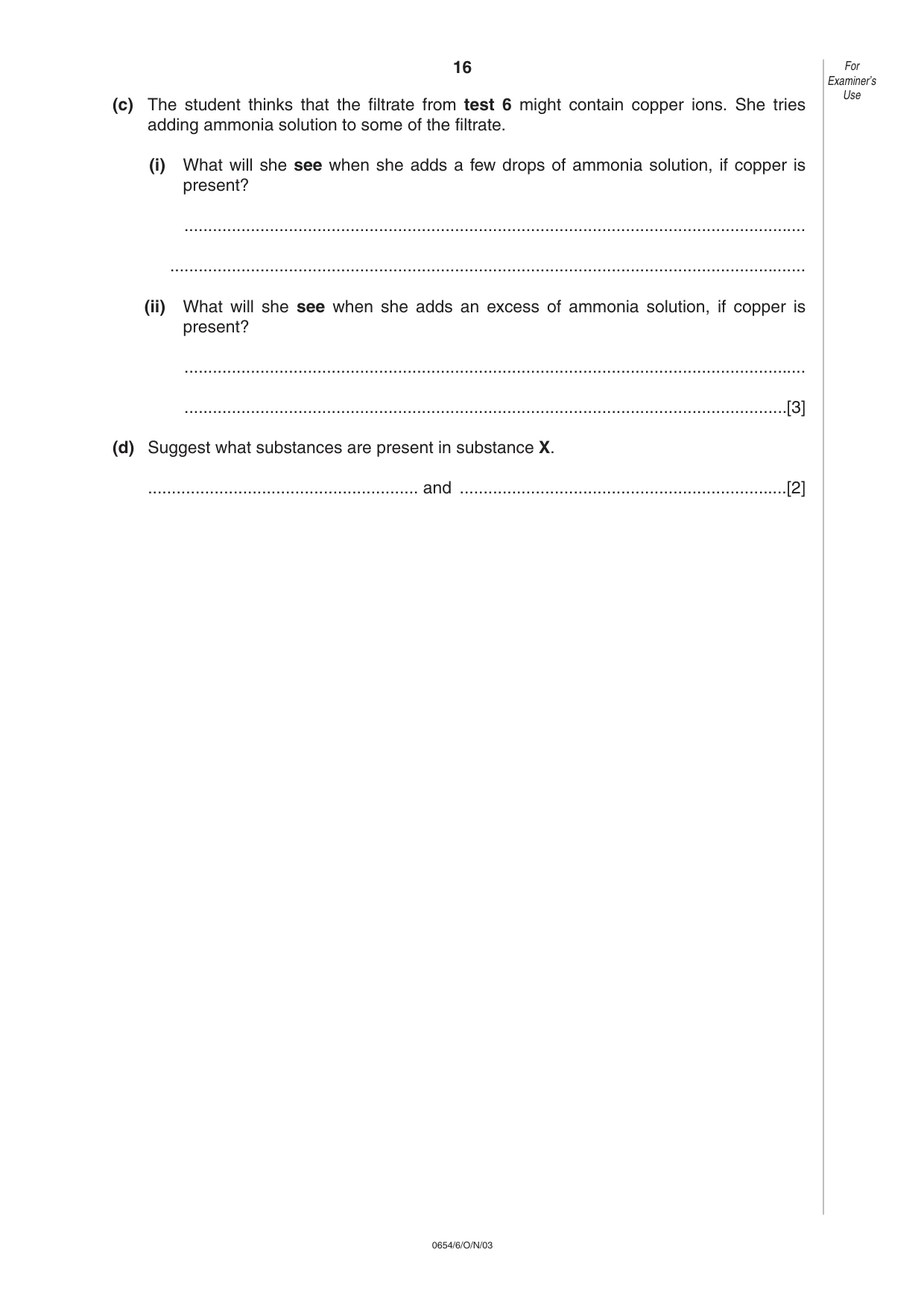 Cambridge IGCSE Science - Combined 0653 2003 Oct/Nov Paper 6 · Variant 1 question paper, page 16 of 20