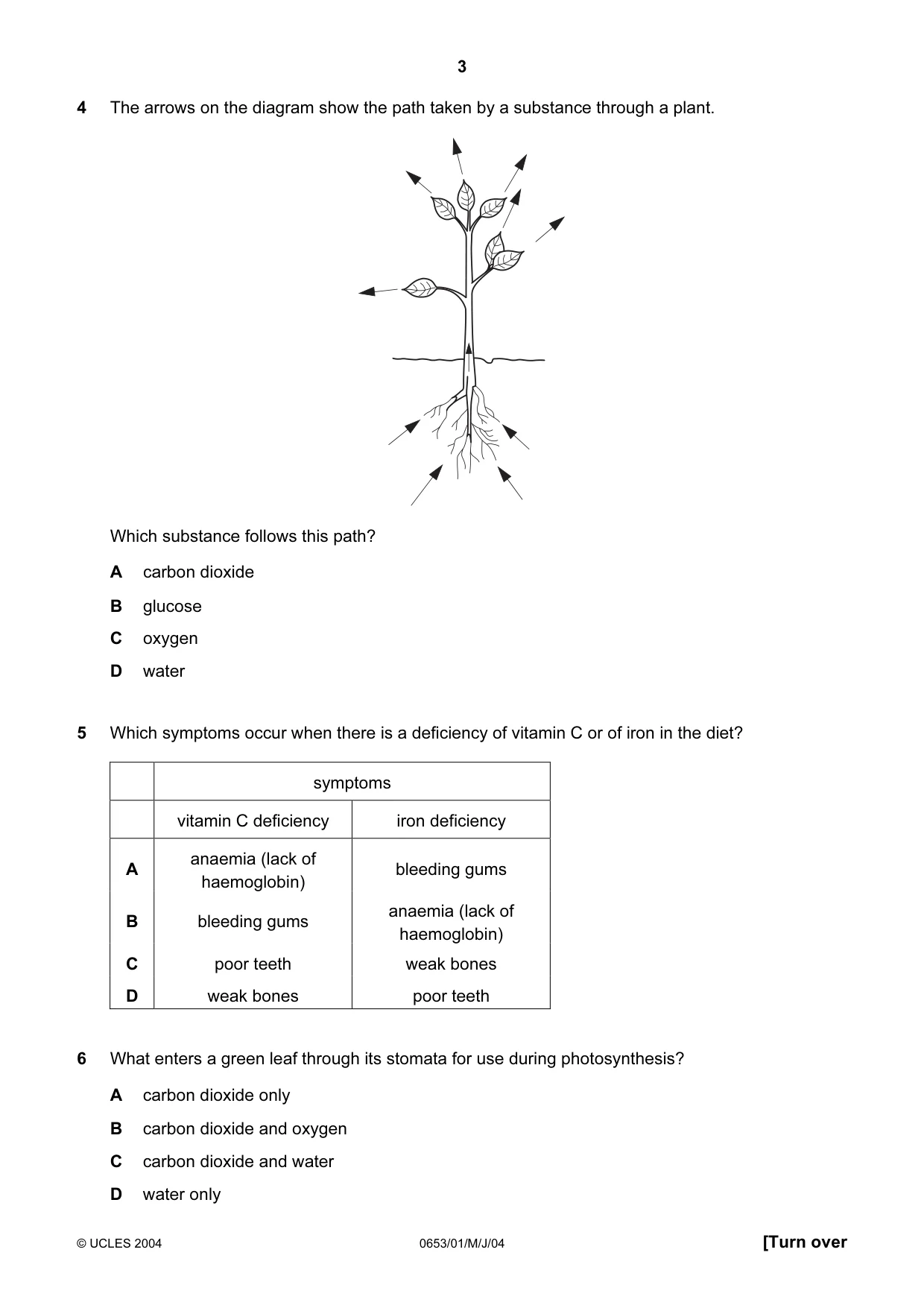 Cambridge IGCSE Science - Combined 0653 2004 May/June Paper 1 · Variant 1 question paper, page 3 of 20