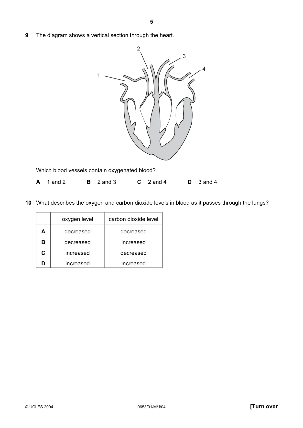 Cambridge IGCSE Science - Combined 0653 2004 May/June Paper 1 · Variant 1 question paper, page 5 of 20