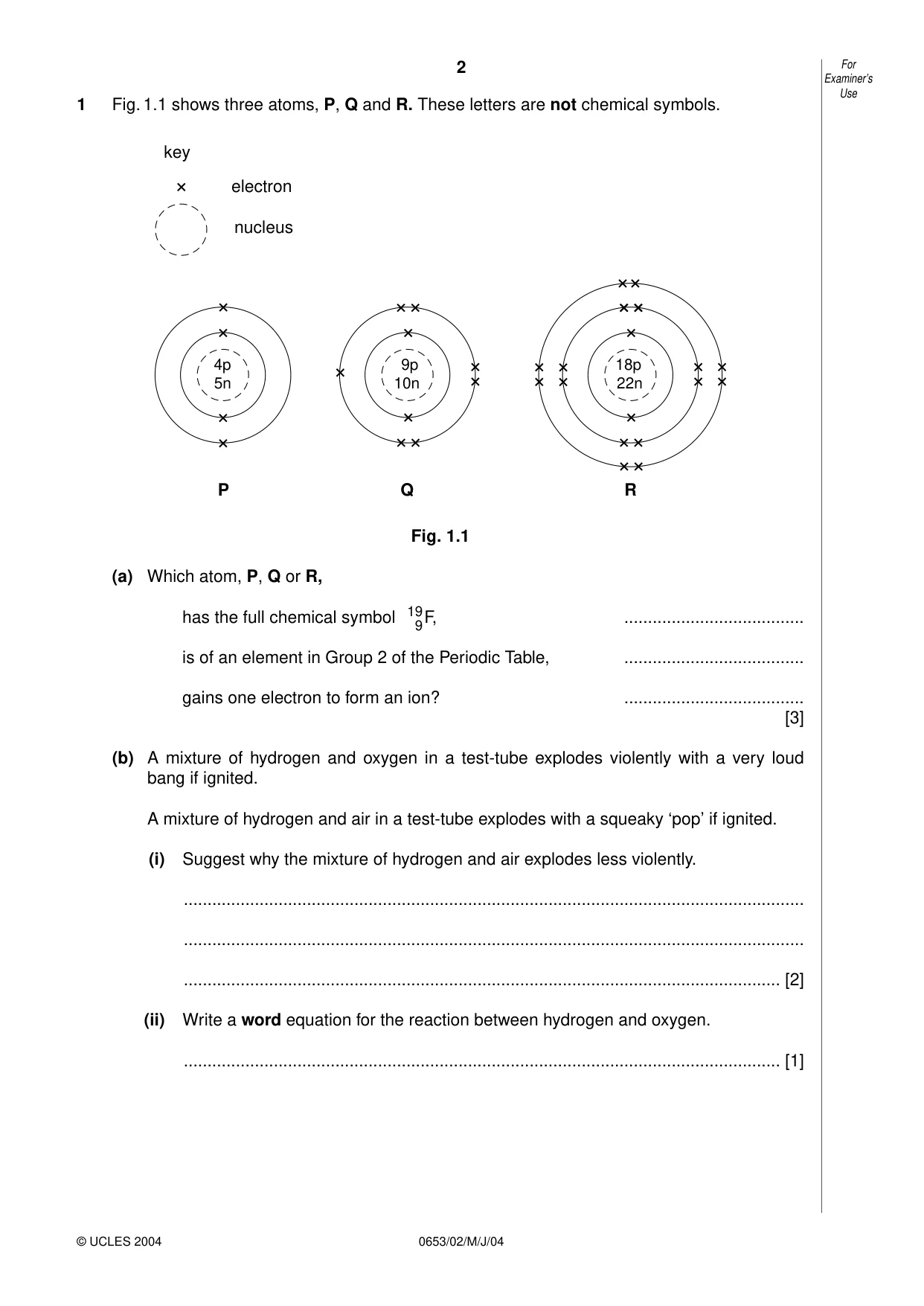 Cambridge IGCSE Science - Combined 0653 2004 May/June Paper 2 · Variant 1 question paper, page 2 of 20