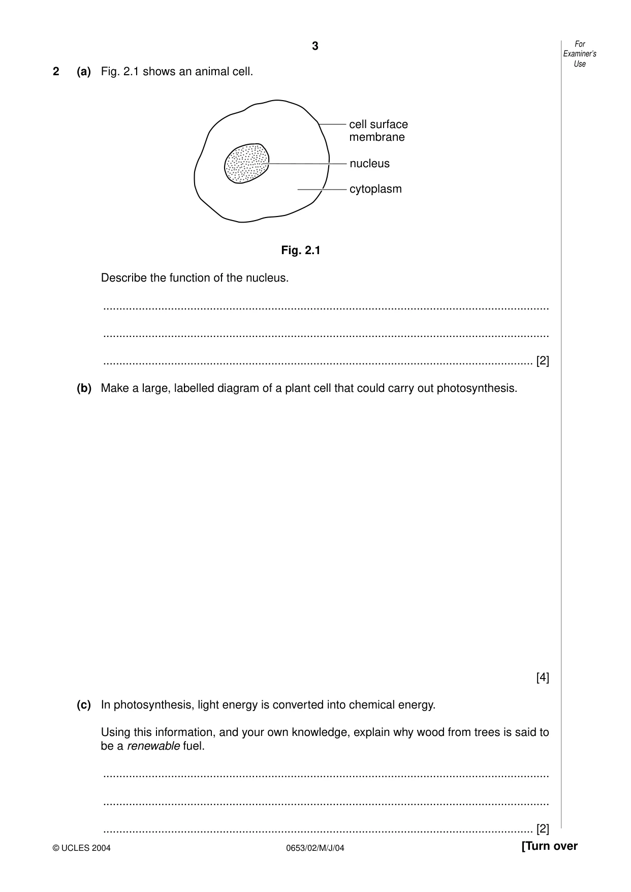 Cambridge IGCSE Science - Combined 0653 2004 May/June Paper 2 · Variant 1 question paper, page 3 of 20