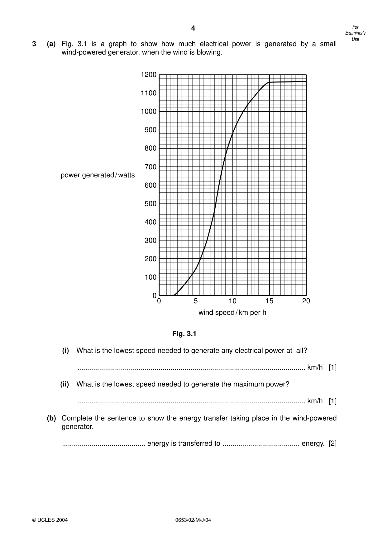 Cambridge IGCSE Science - Combined 0653 2004 May/June Paper 2 · Variant 1 question paper, page 4 of 20