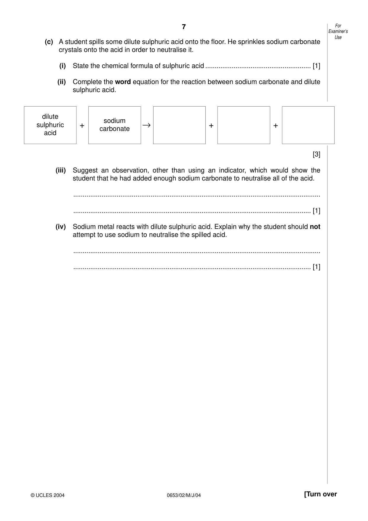 Cambridge IGCSE Science - Combined 0653 2004 May/June Paper 2 · Variant 1 question paper, page 7 of 20