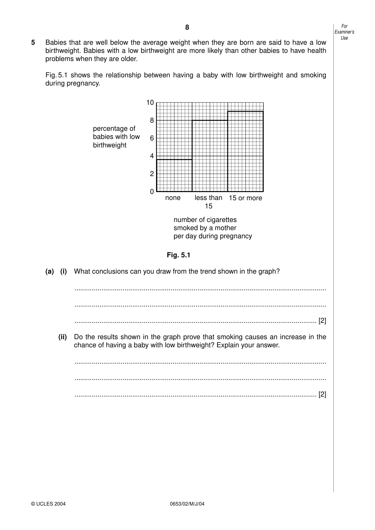Cambridge IGCSE Science - Combined 0653 2004 May/June Paper 2 · Variant 1 question paper, page 8 of 20