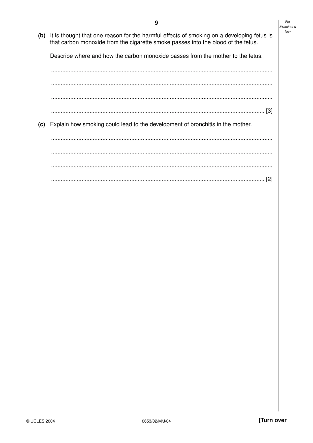 Cambridge IGCSE Science - Combined 0653 2004 May/June Paper 2 · Variant 1 question paper, page 9 of 20
