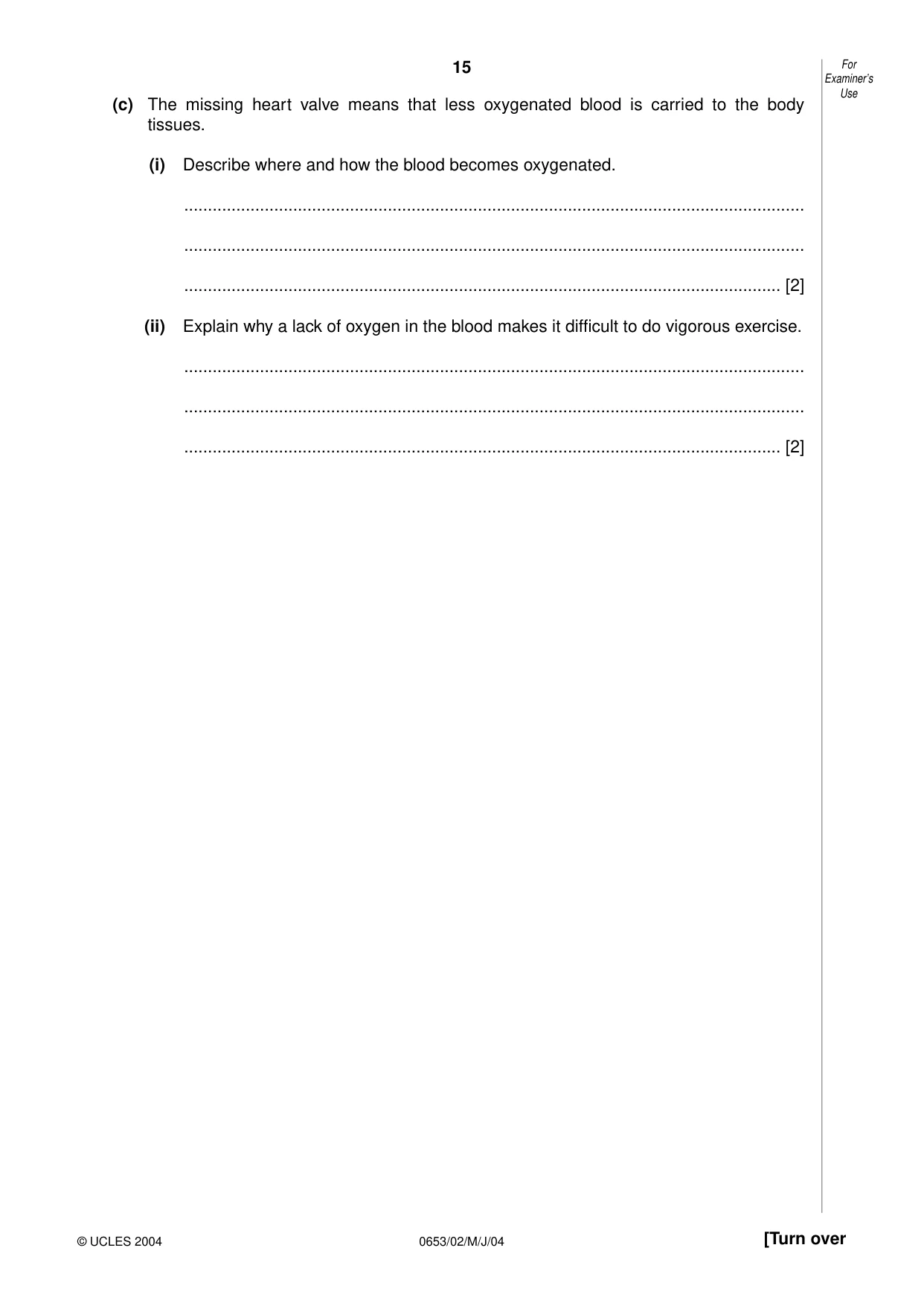 Cambridge IGCSE Science - Combined 0653 2004 May/June Paper 2 · Variant 1 question paper, page 15 of 20