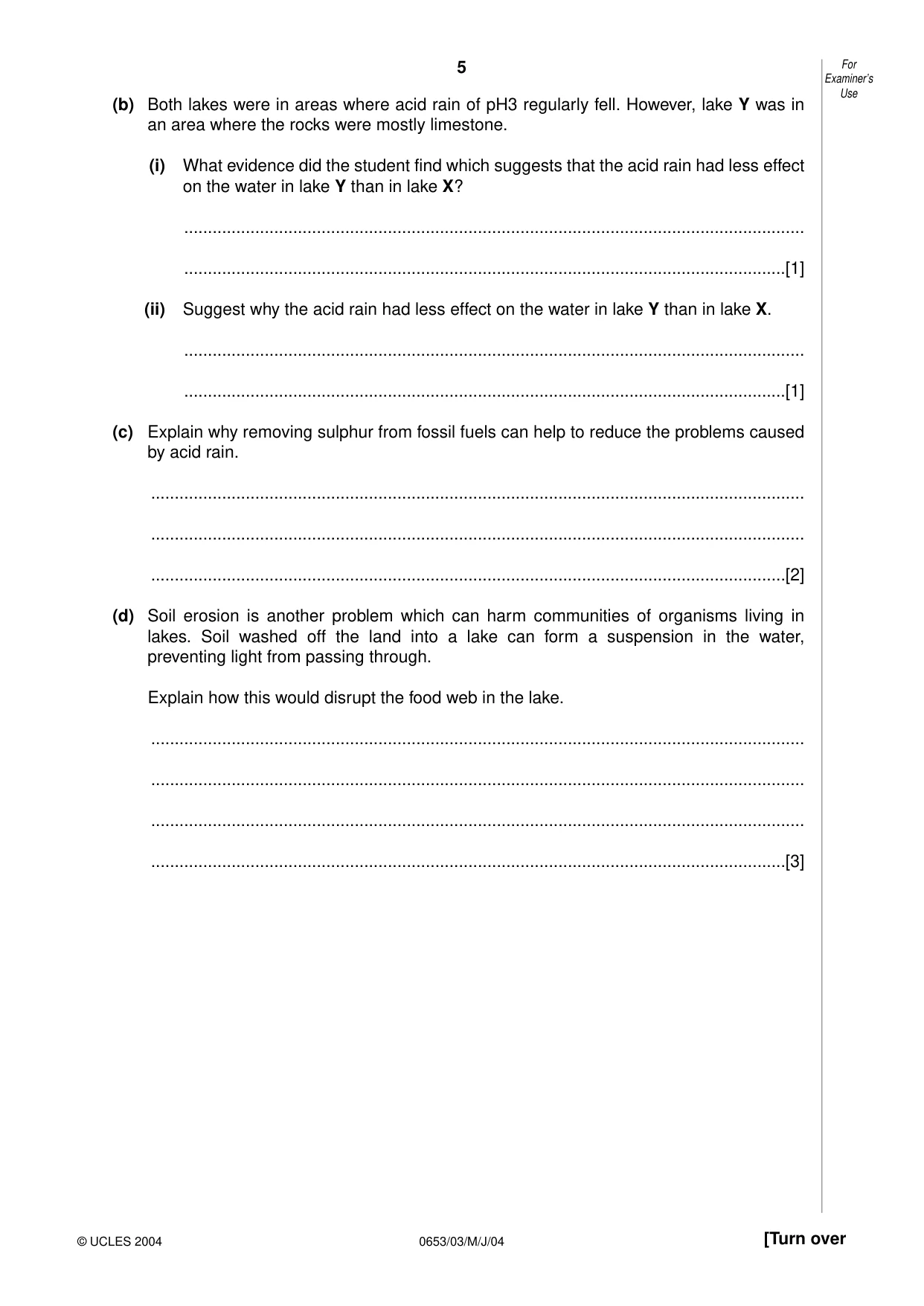 Cambridge IGCSE Science - Combined 0653 2004 May/June Paper 3 · Variant 1 question paper, page 5 of 20