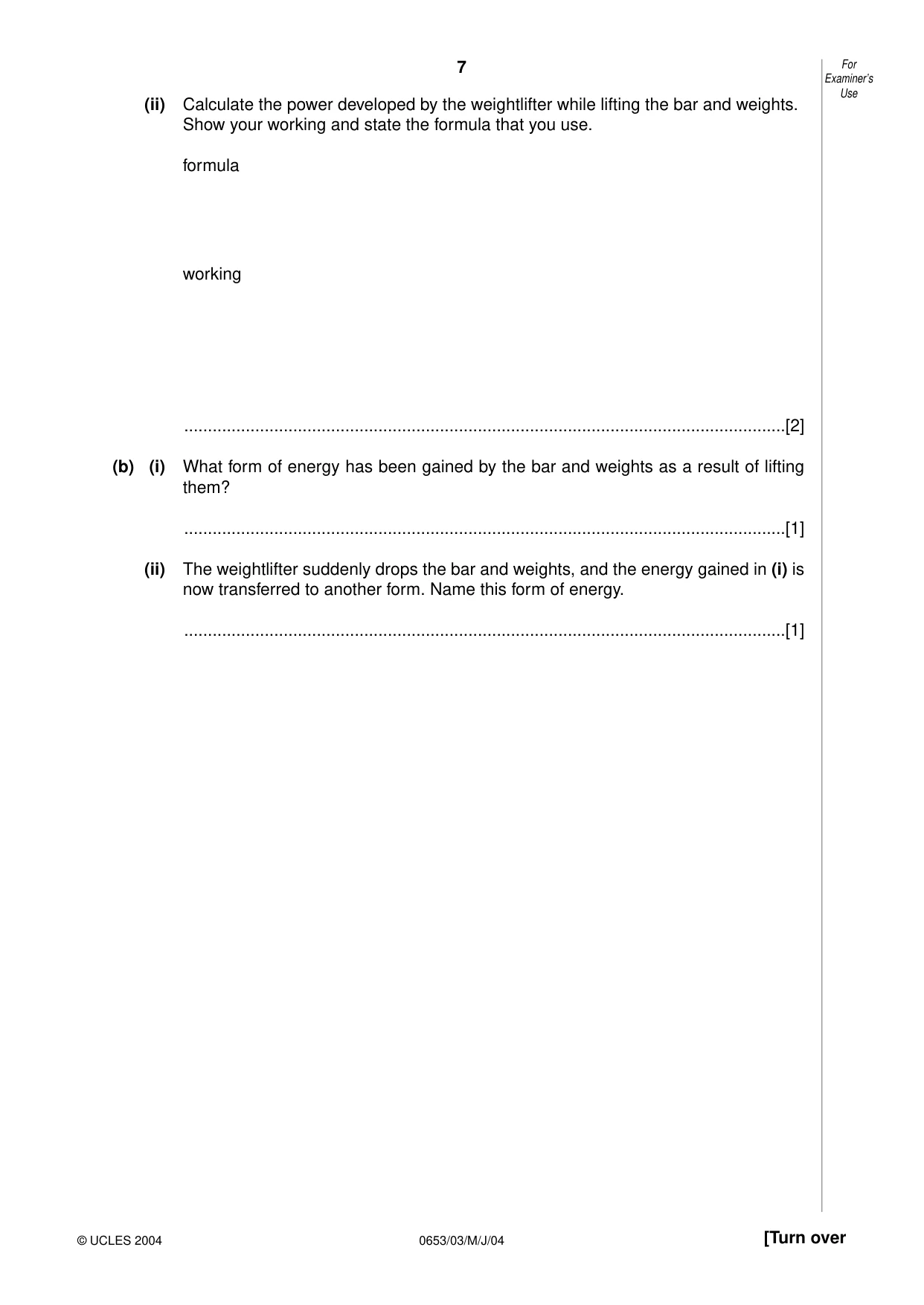 Cambridge IGCSE Science - Combined 0653 2004 May/June Paper 3 · Variant 1 question paper, page 7 of 20