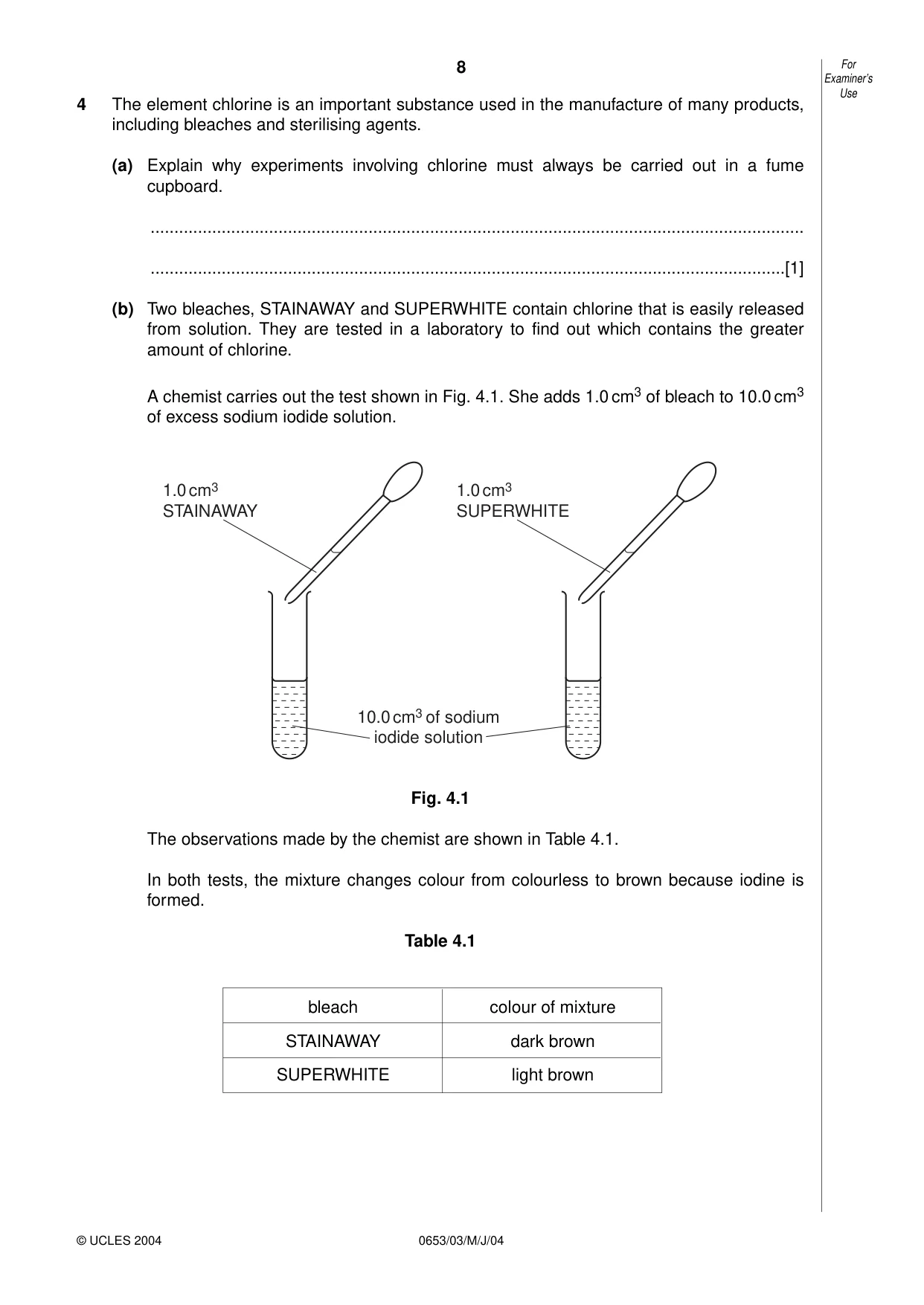 Cambridge IGCSE Science - Combined 0653 2004 May/June Paper 3 · Variant 1 question paper, page 8 of 20