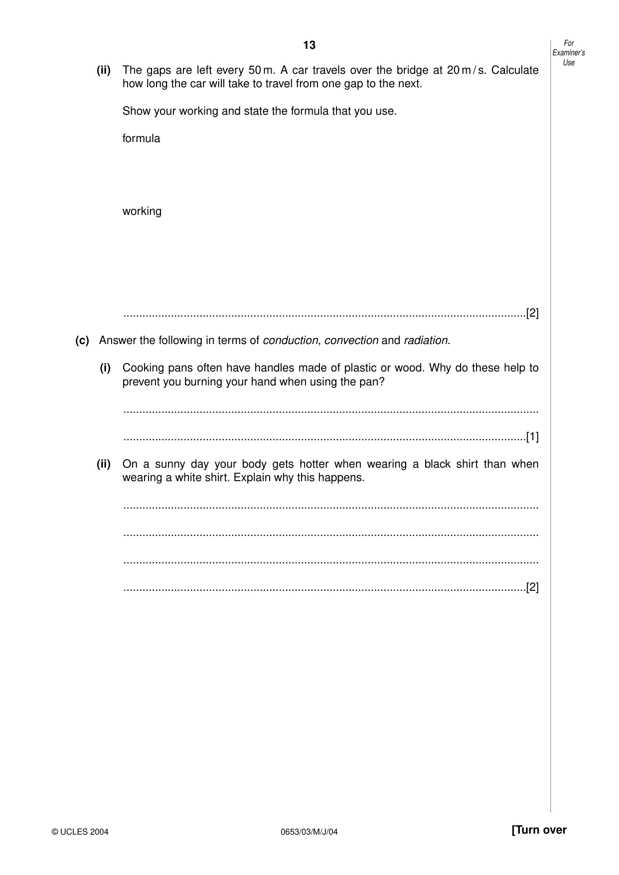 Cambridge IGCSE Science - Combined 0653 2004 May/June Paper 3 · Variant 1 question paper, page 13 of 20