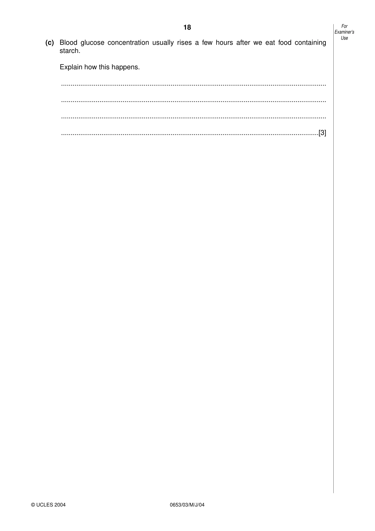Cambridge IGCSE Science - Combined 0653 2004 May/June Paper 3 · Variant 1 question paper, page 18 of 20
