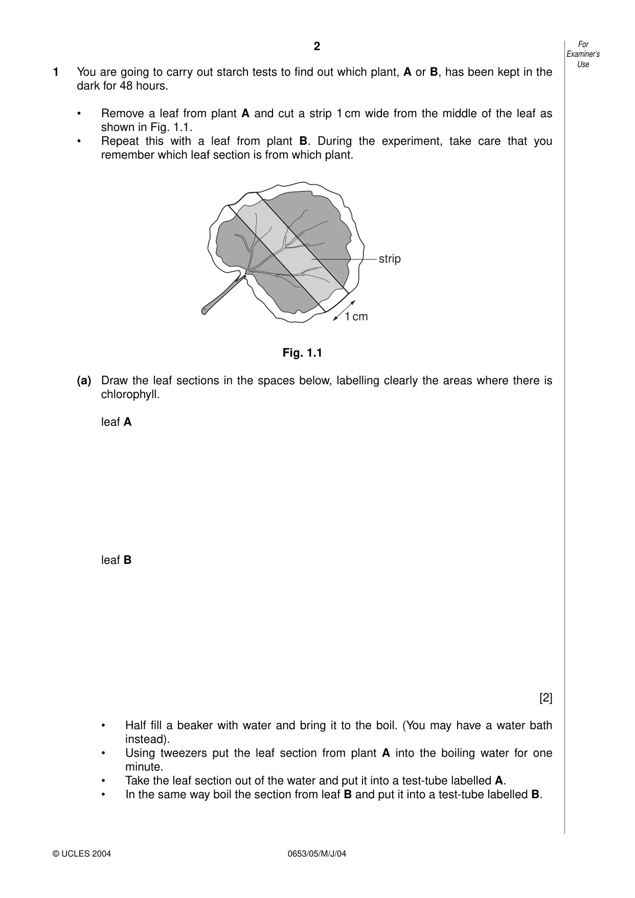 Cambridge IGCSE Science - Combined 0653 2004 May/June Paper 5 · Variant 1 question paper, page 2 of 12