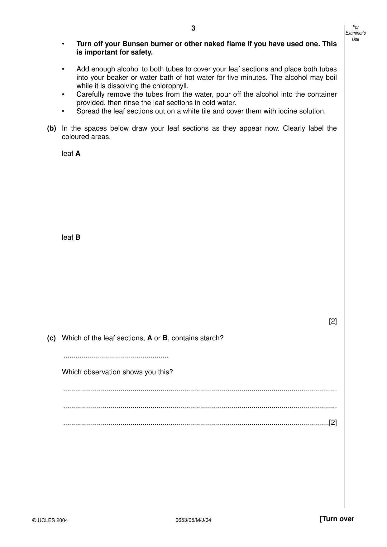 Cambridge IGCSE Science - Combined 0653 2004 May/June Paper 5 · Variant 1 question paper, page 3 of 12