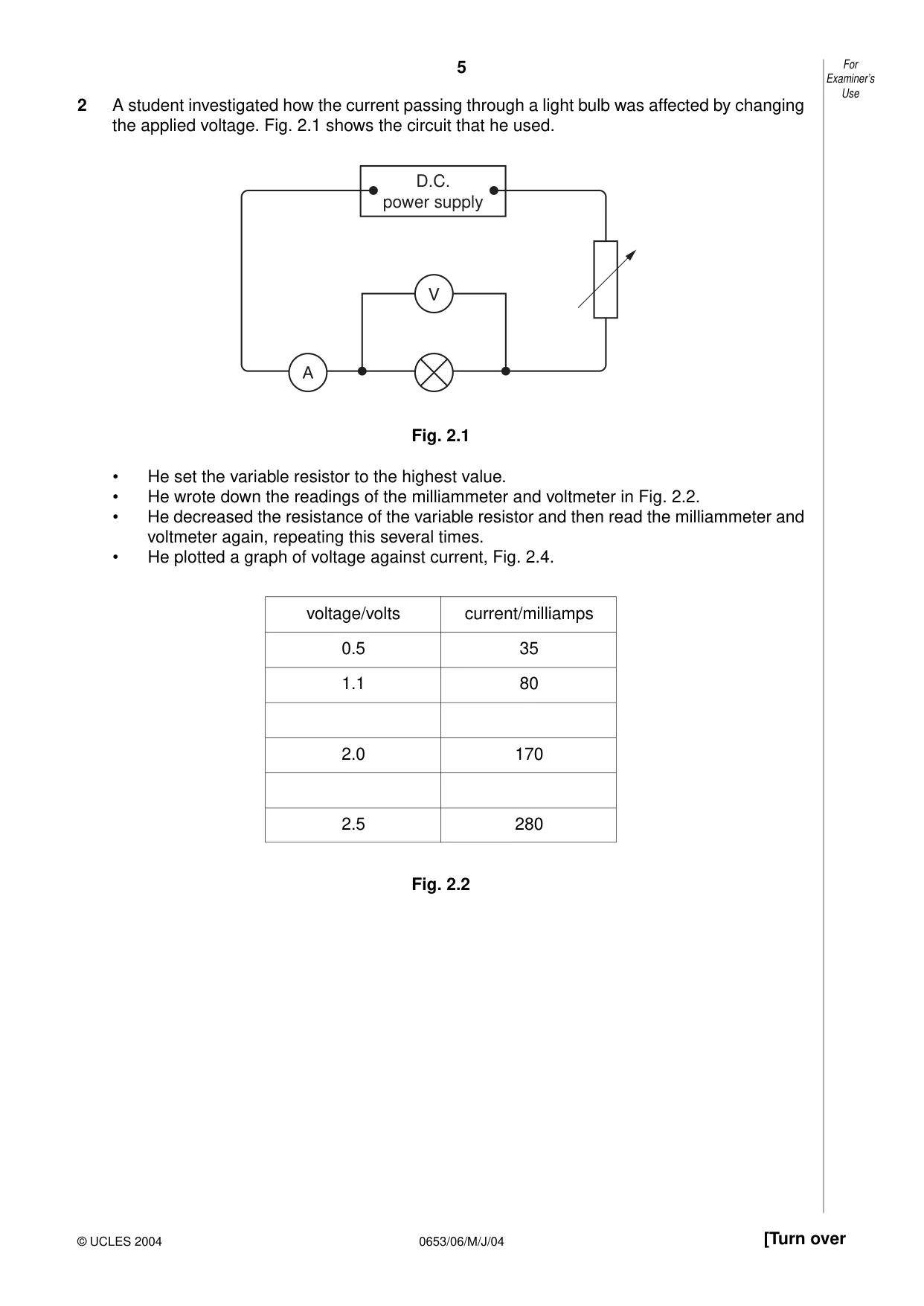 Cambridge IGCSE Science - Combined 0653 2004 May/June Paper 6 · Variant 1 question paper, page 5 of 20