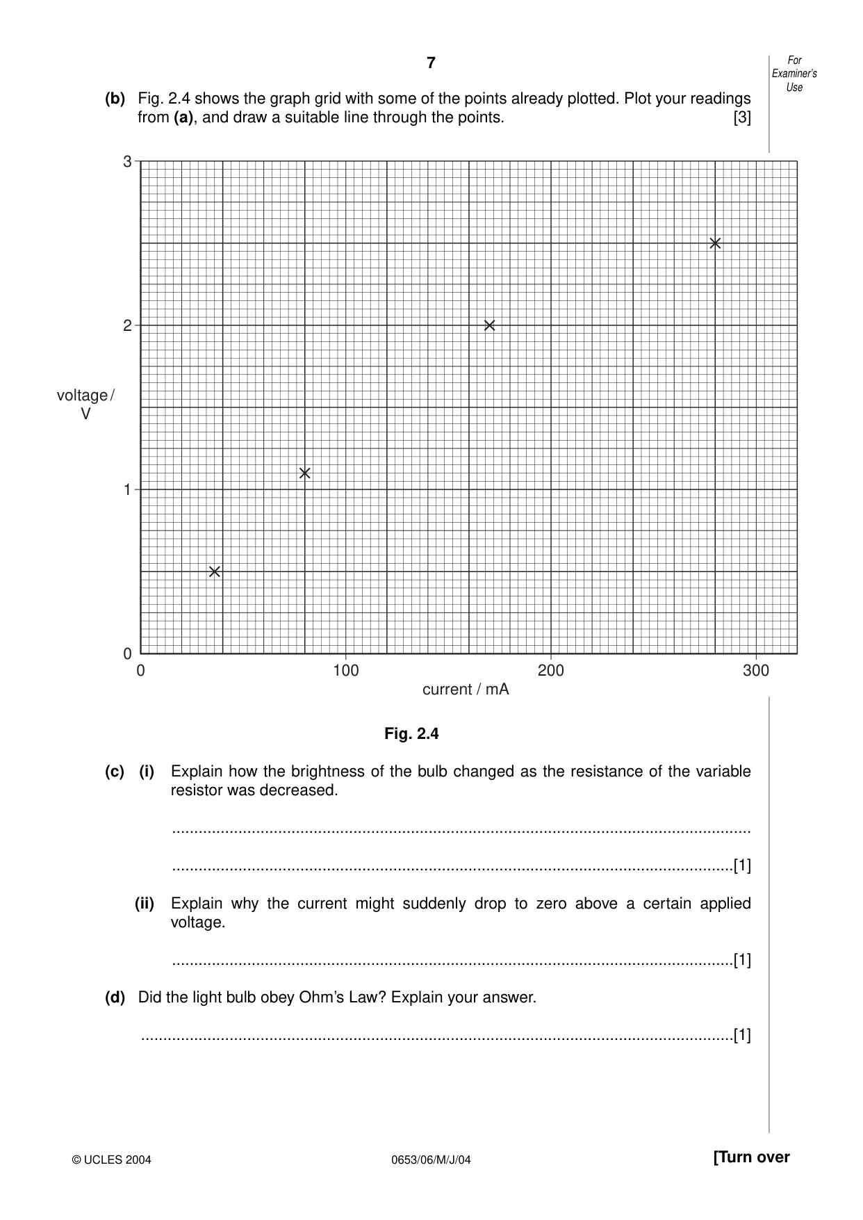 Cambridge IGCSE Science - Combined 0653 2004 May/June Paper 6 · Variant 1 question paper, page 7 of 20