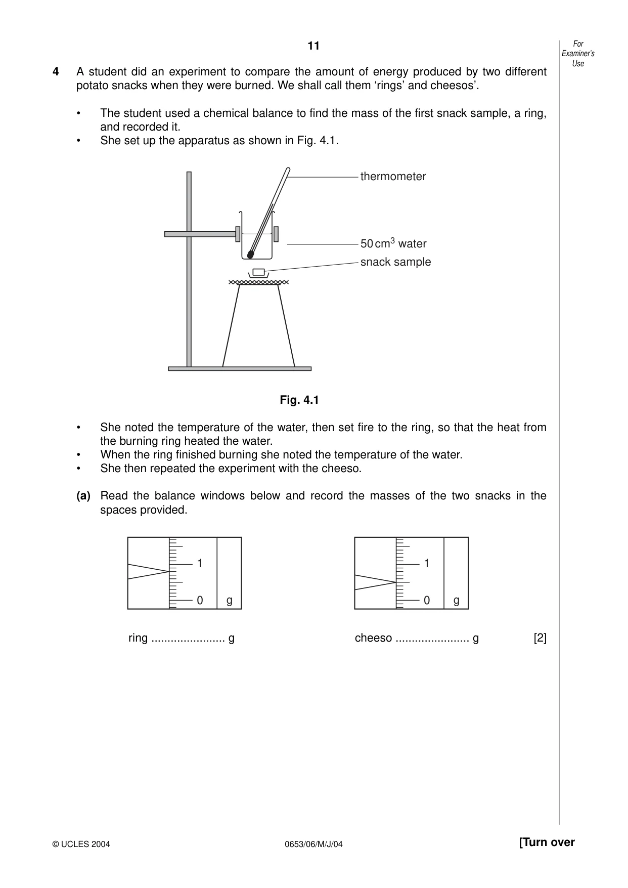 Cambridge IGCSE Science - Combined 0653 2004 May/June Paper 6 · Variant 1 question paper, page 11 of 20