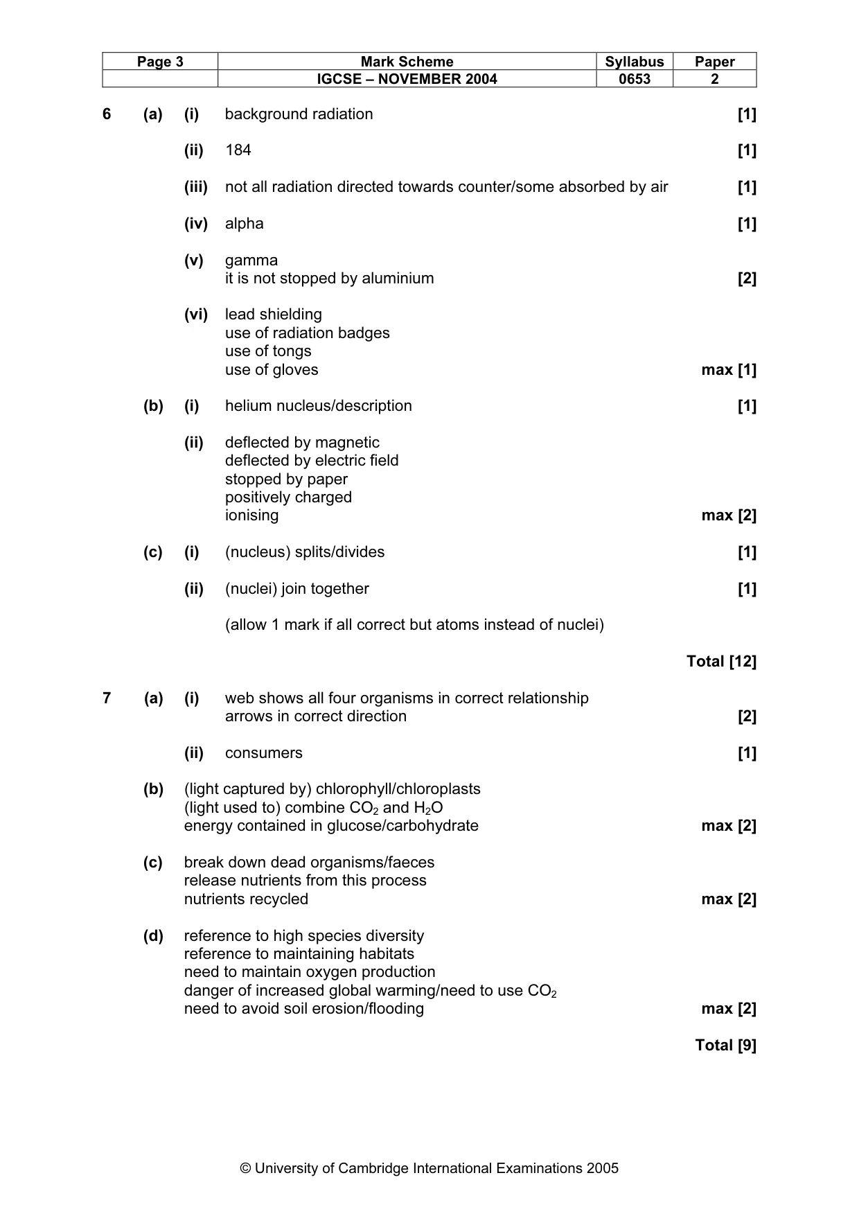 Mark scheme, page 6 of 7