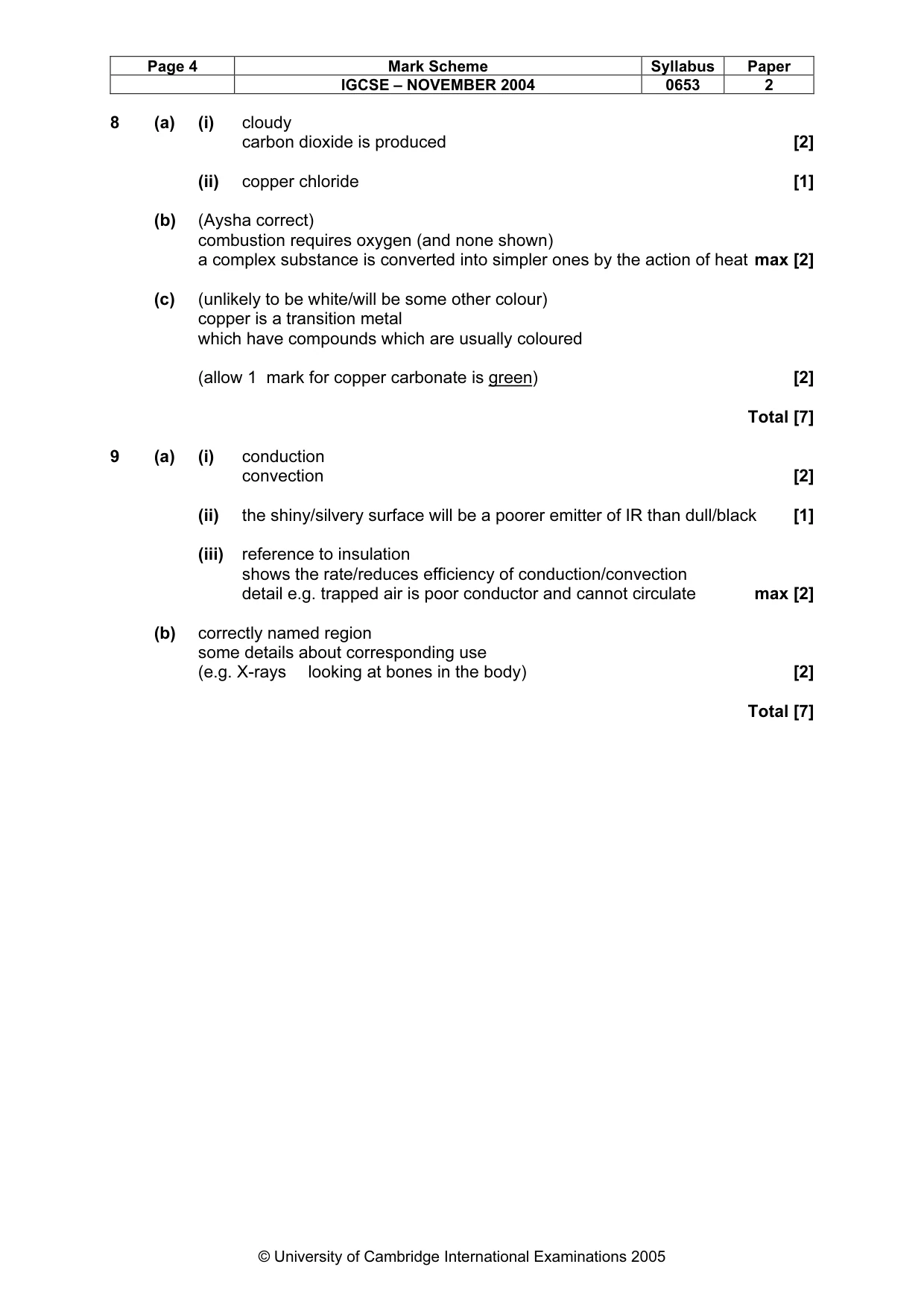 Mark scheme, page 7 of 7