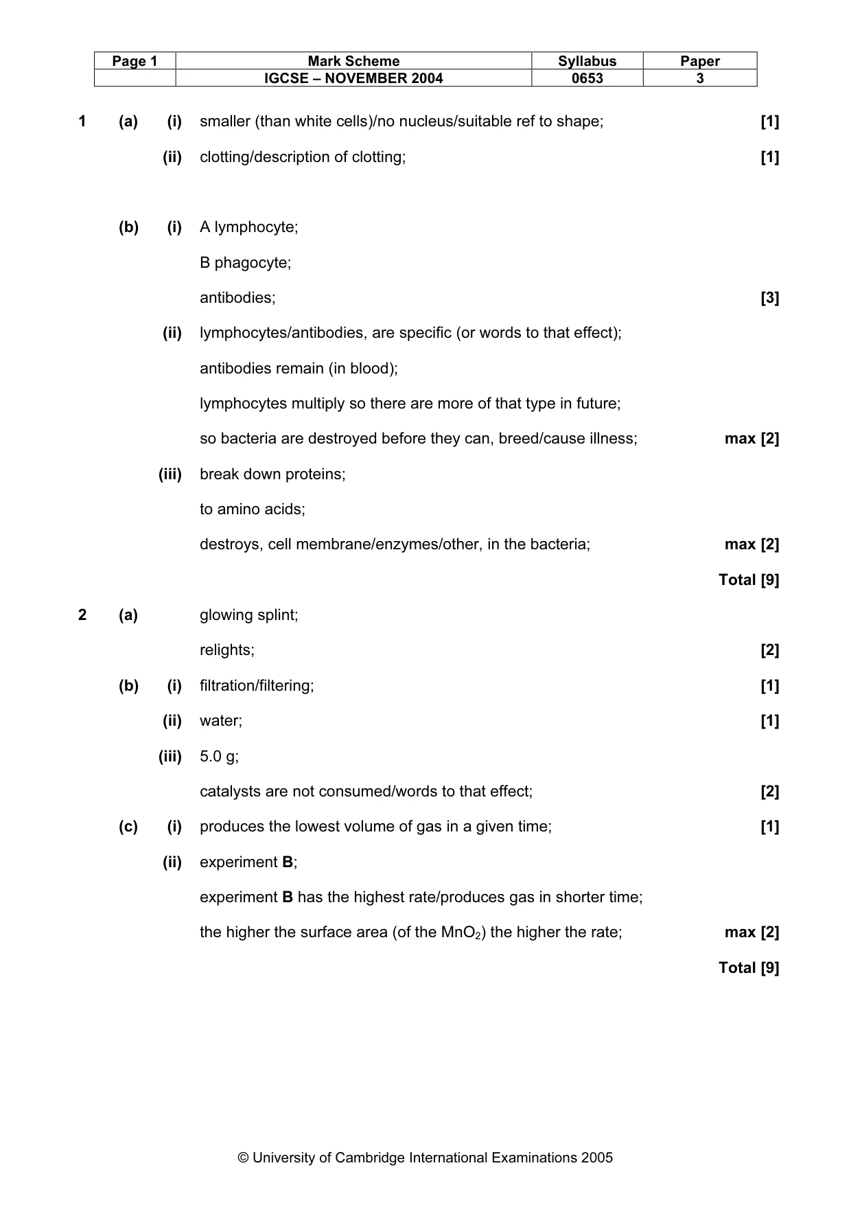 Mark scheme, page 4 of 9
