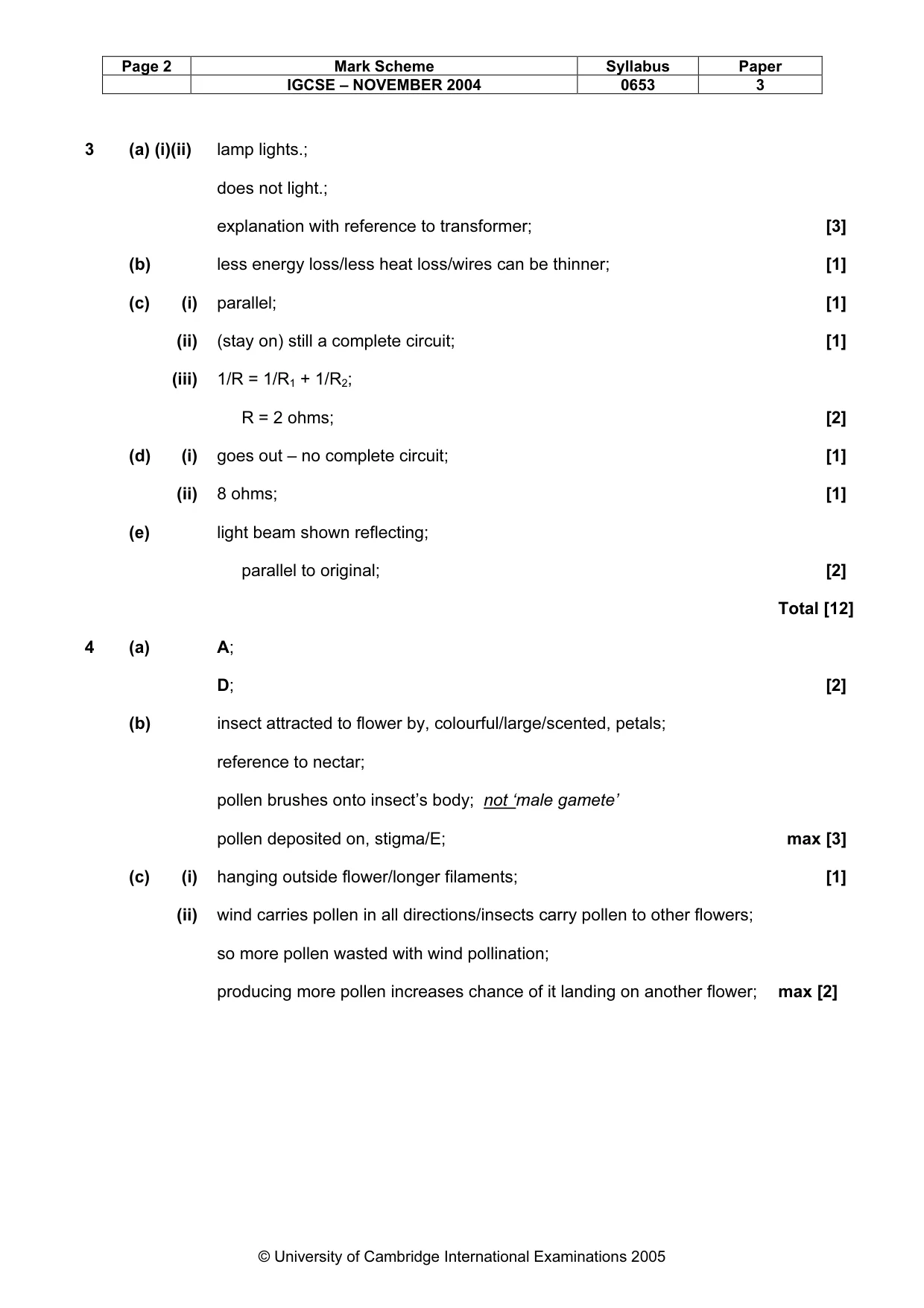 Mark scheme, page 5 of 9