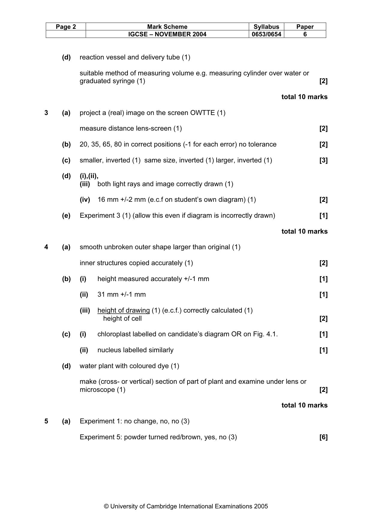 Mark scheme, page 5 of 6