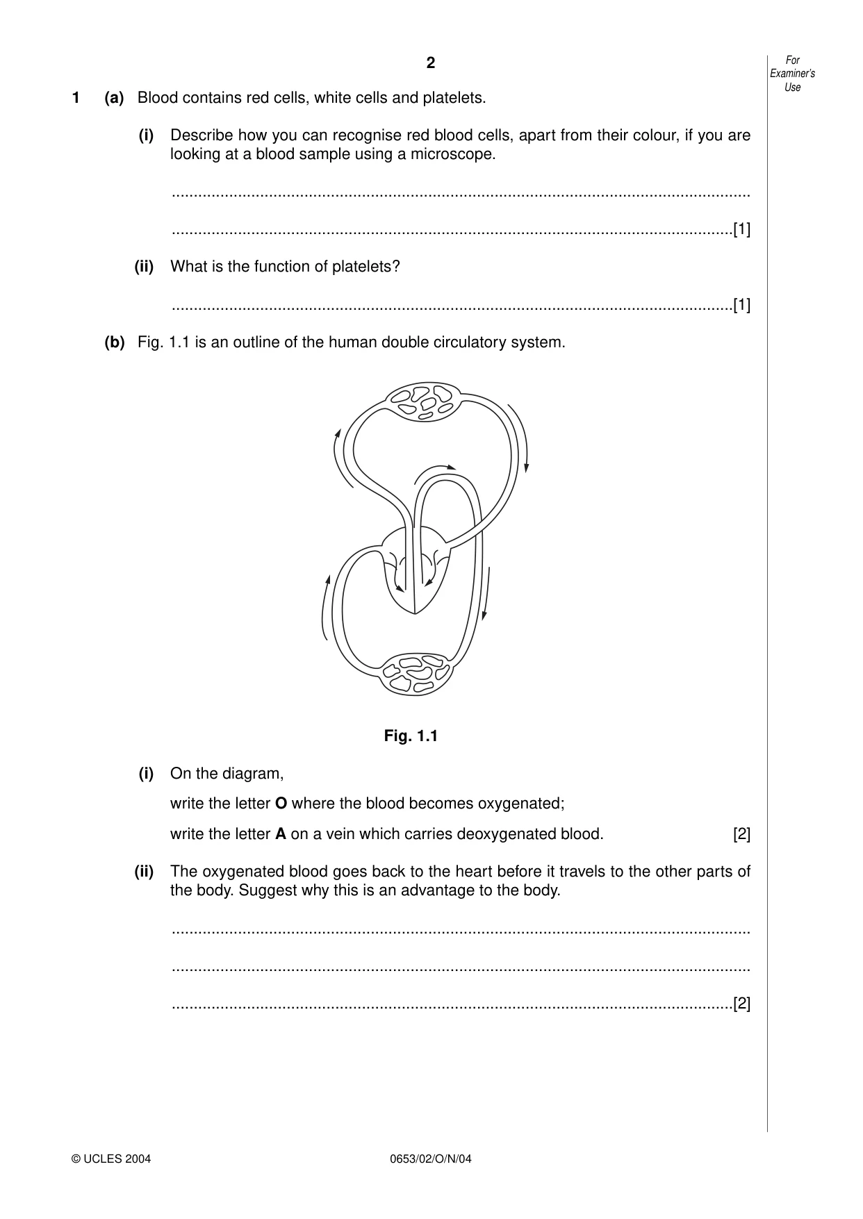 Cambridge IGCSE Science - Combined 0653 2004 Oct/Nov Paper 2 · Variant 1 question paper, page 2 of 20