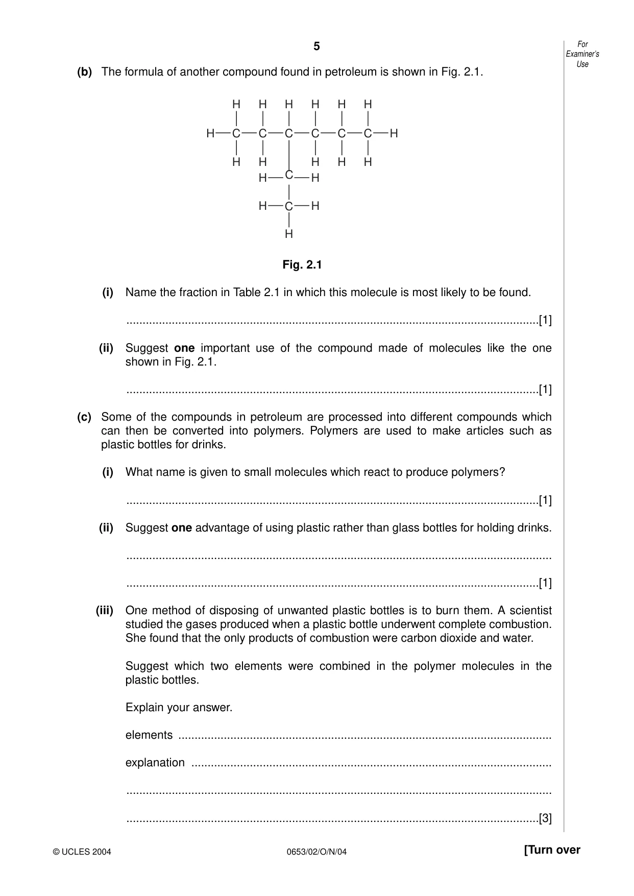 Cambridge IGCSE Science - Combined 0653 2004 Oct/Nov Paper 2 · Variant 1 question paper, page 5 of 20