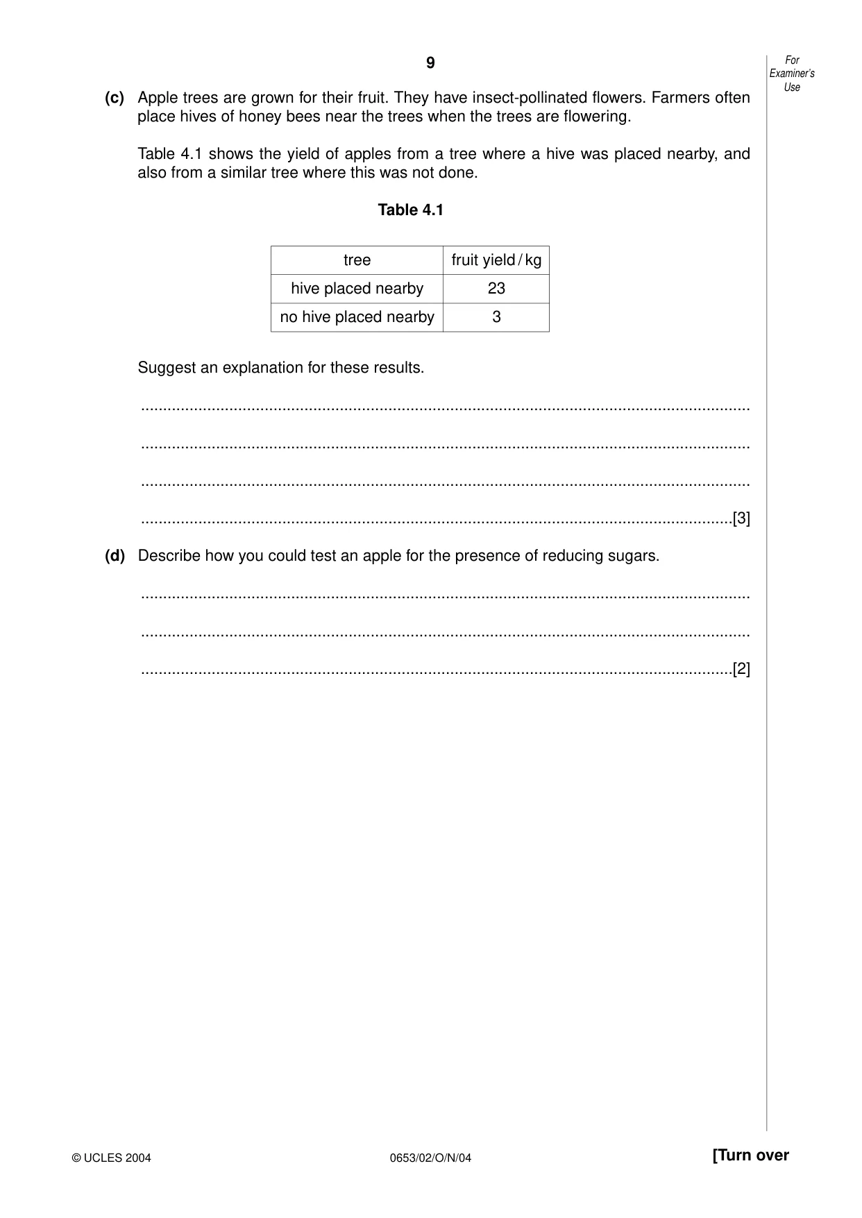 Cambridge IGCSE Science - Combined 0653 2004 Oct/Nov Paper 2 · Variant 1 question paper, page 9 of 20