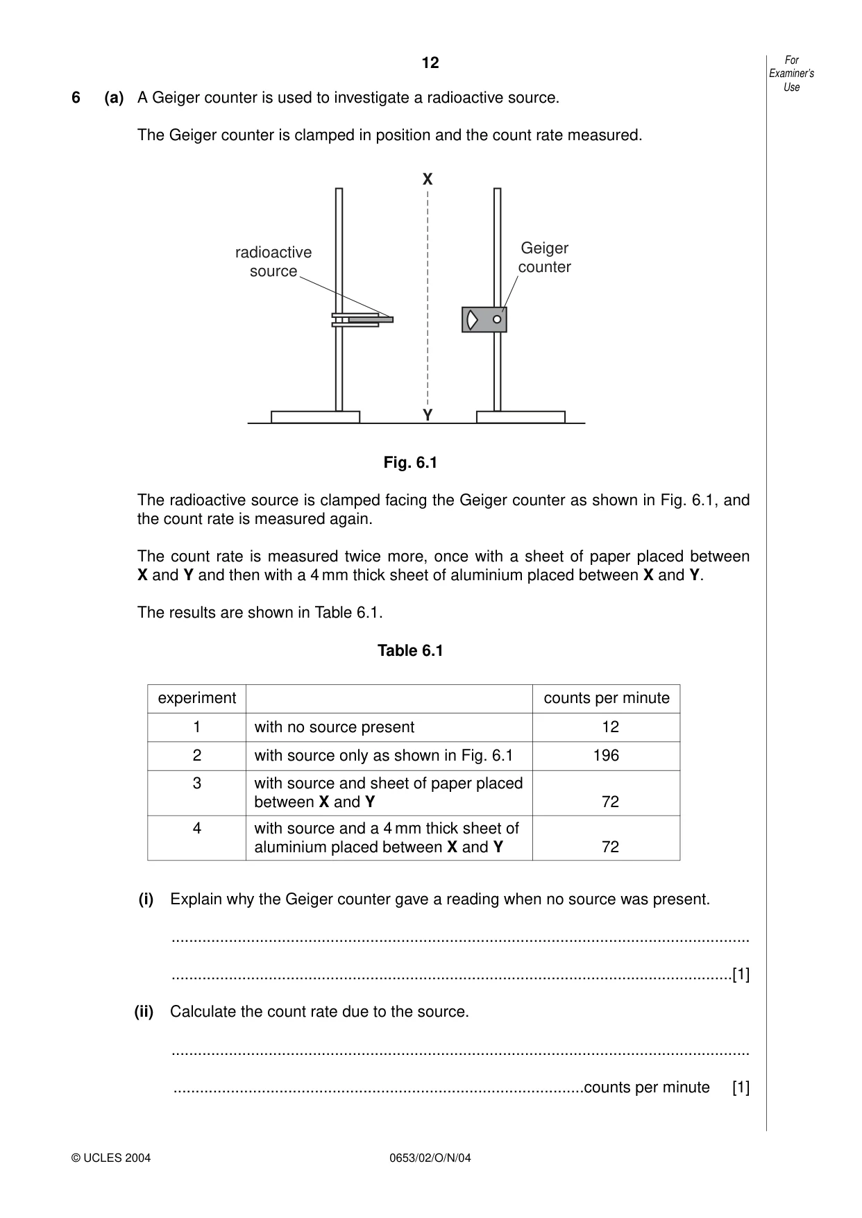 Cambridge IGCSE Science - Combined 0653 2004 Oct/Nov Paper 2 · Variant 1 question paper, page 12 of 20