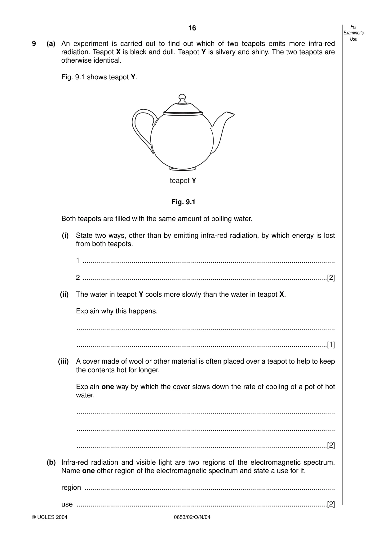 Cambridge IGCSE Science - Combined 0653 2004 Oct/Nov Paper 2 · Variant 1 question paper, page 16 of 20