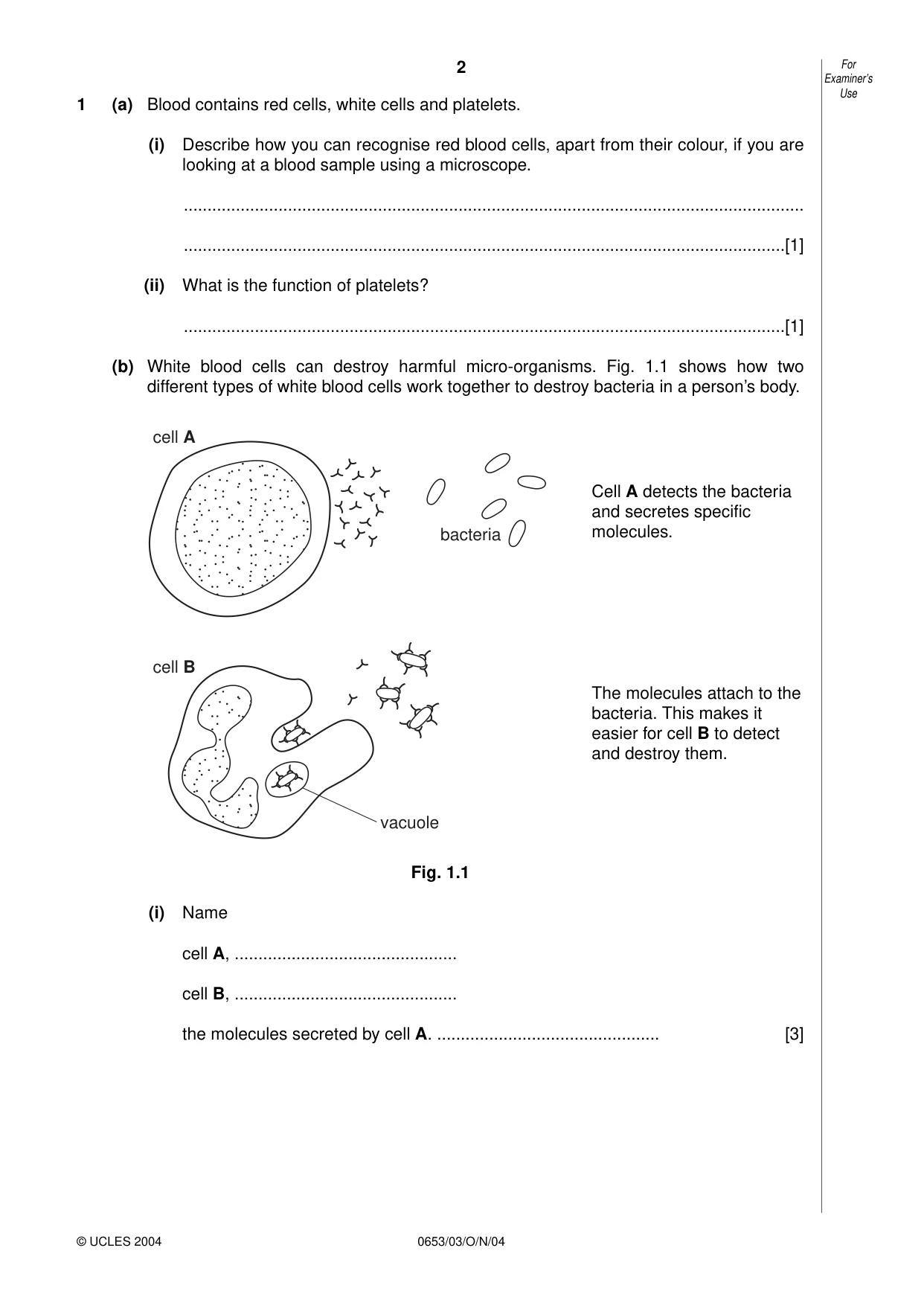 Cambridge IGCSE Science - Combined 0653 2004 Oct/Nov Paper 3 · Variant 1 question paper, page 2 of 20