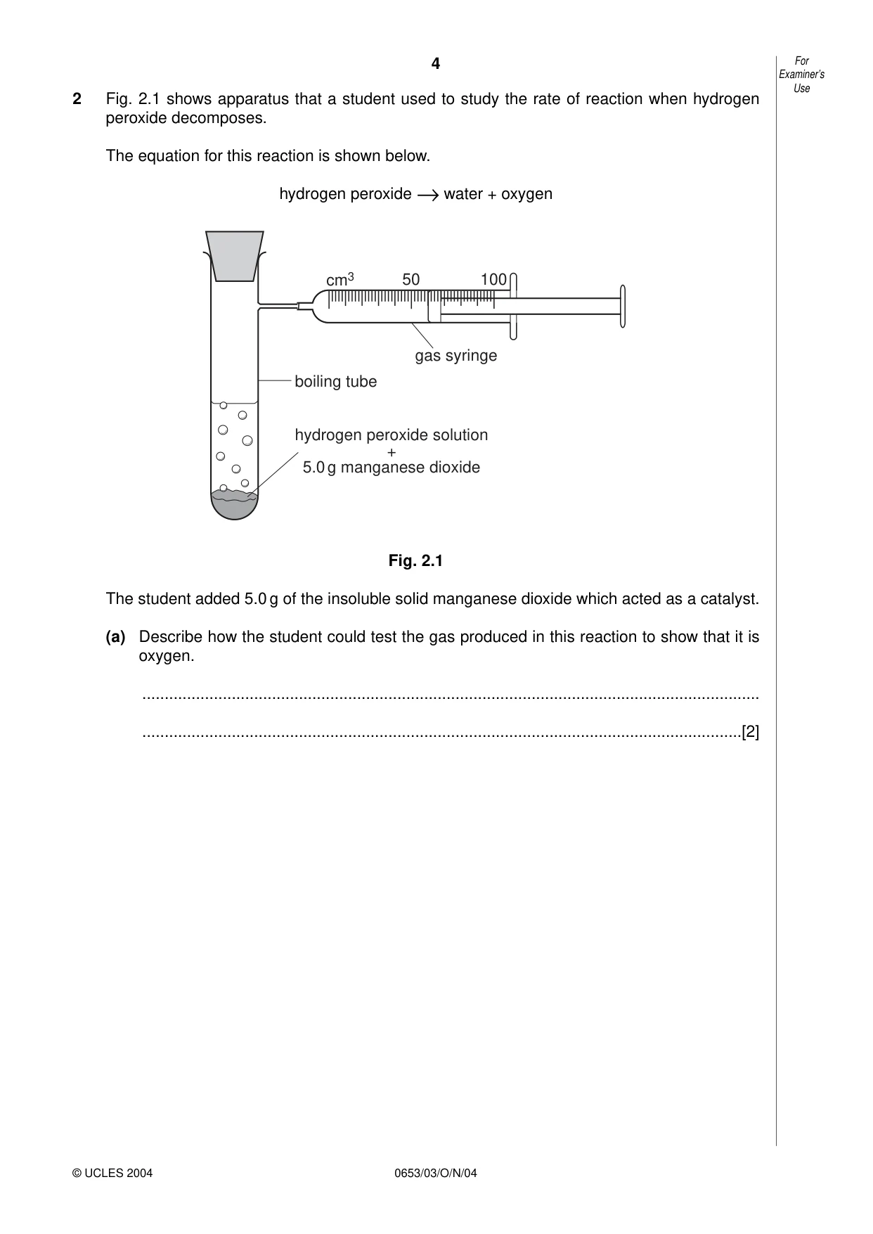 Cambridge IGCSE Science - Combined 0653 2004 Oct/Nov Paper 3 · Variant 1 question paper, page 4 of 20