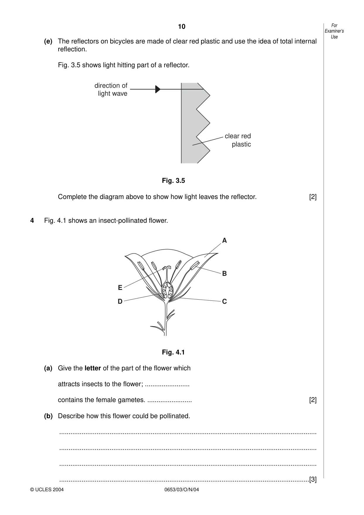 Cambridge IGCSE Science - Combined 0653 2004 Oct/Nov Paper 3 · Variant 1 question paper, page 10 of 20