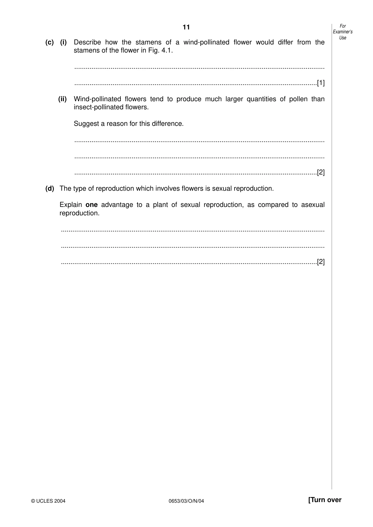 Cambridge IGCSE Science - Combined 0653 2004 Oct/Nov Paper 3 · Variant 1 question paper, page 11 of 20