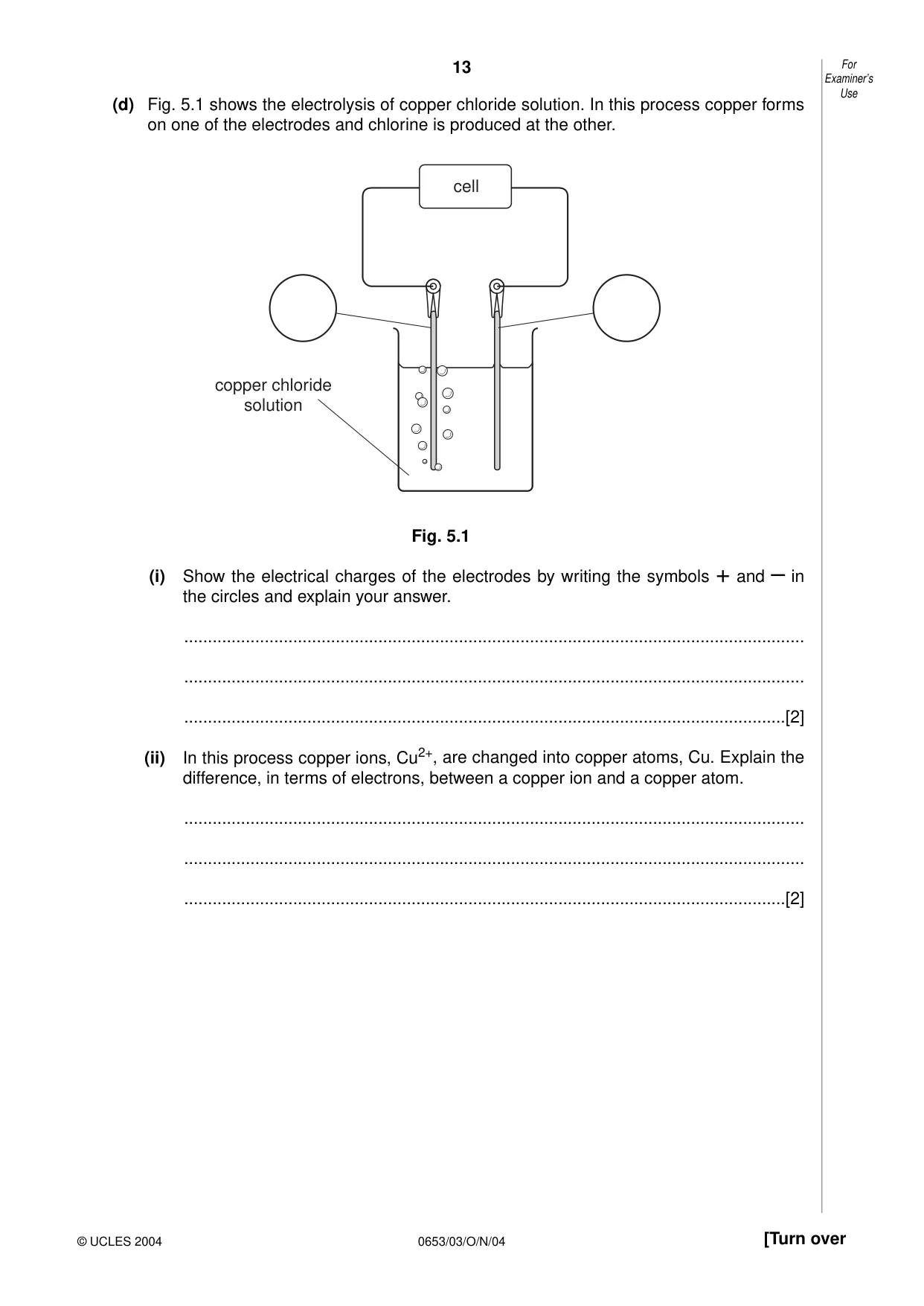 Cambridge IGCSE Science - Combined 0653 2004 Oct/Nov Paper 3 · Variant 1 question paper, page 13 of 20